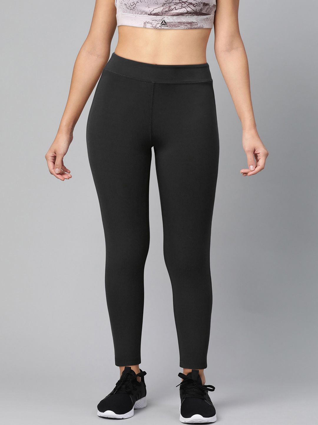 Reebok Women Black Solid Training Workout Ready PP Tights Price in India