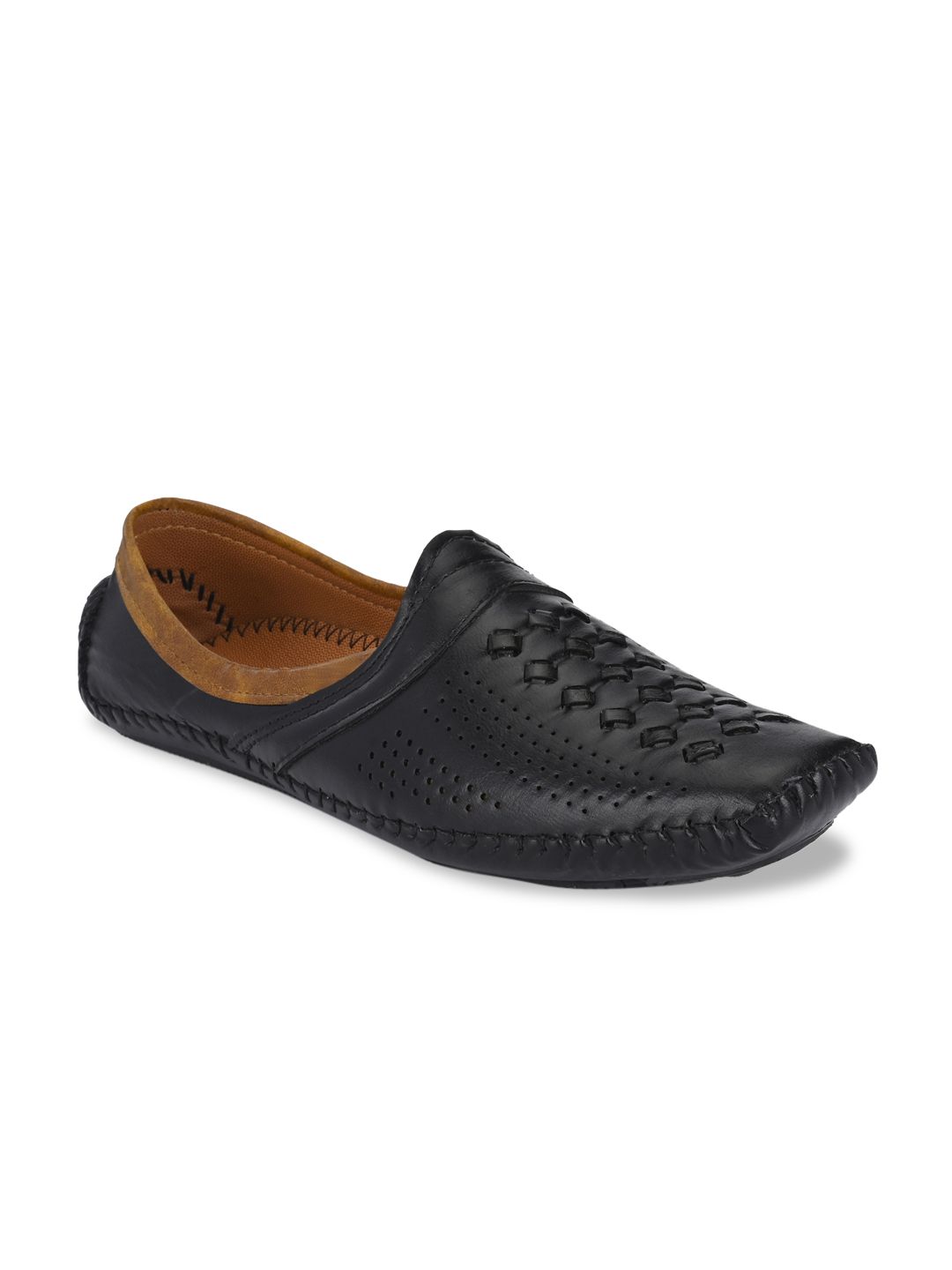 Walkstyle By El Paso Men Black Textured Mojaris