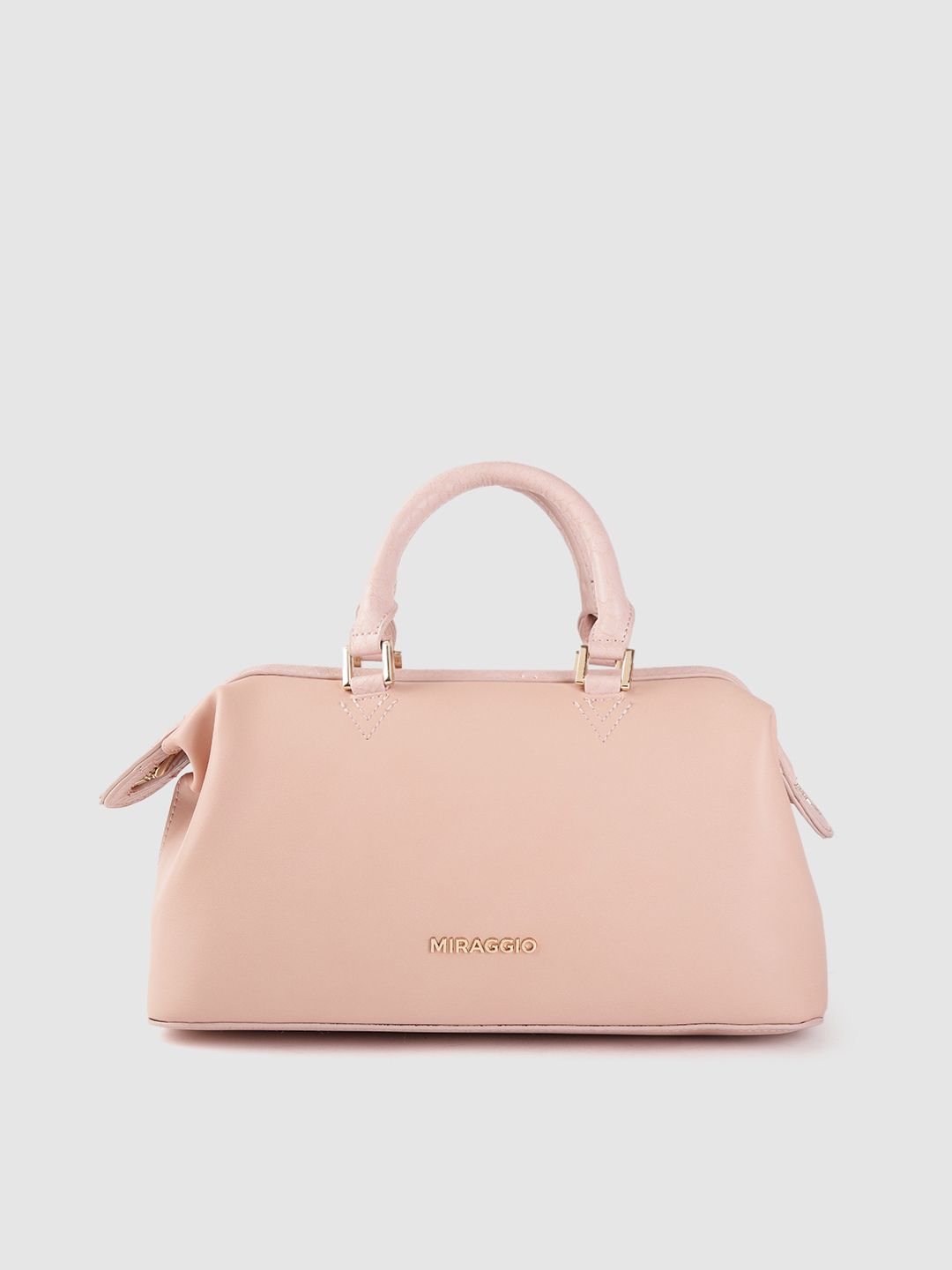 MIRAGGIO Peach-Coloured Solid Handheld Bag Price in India