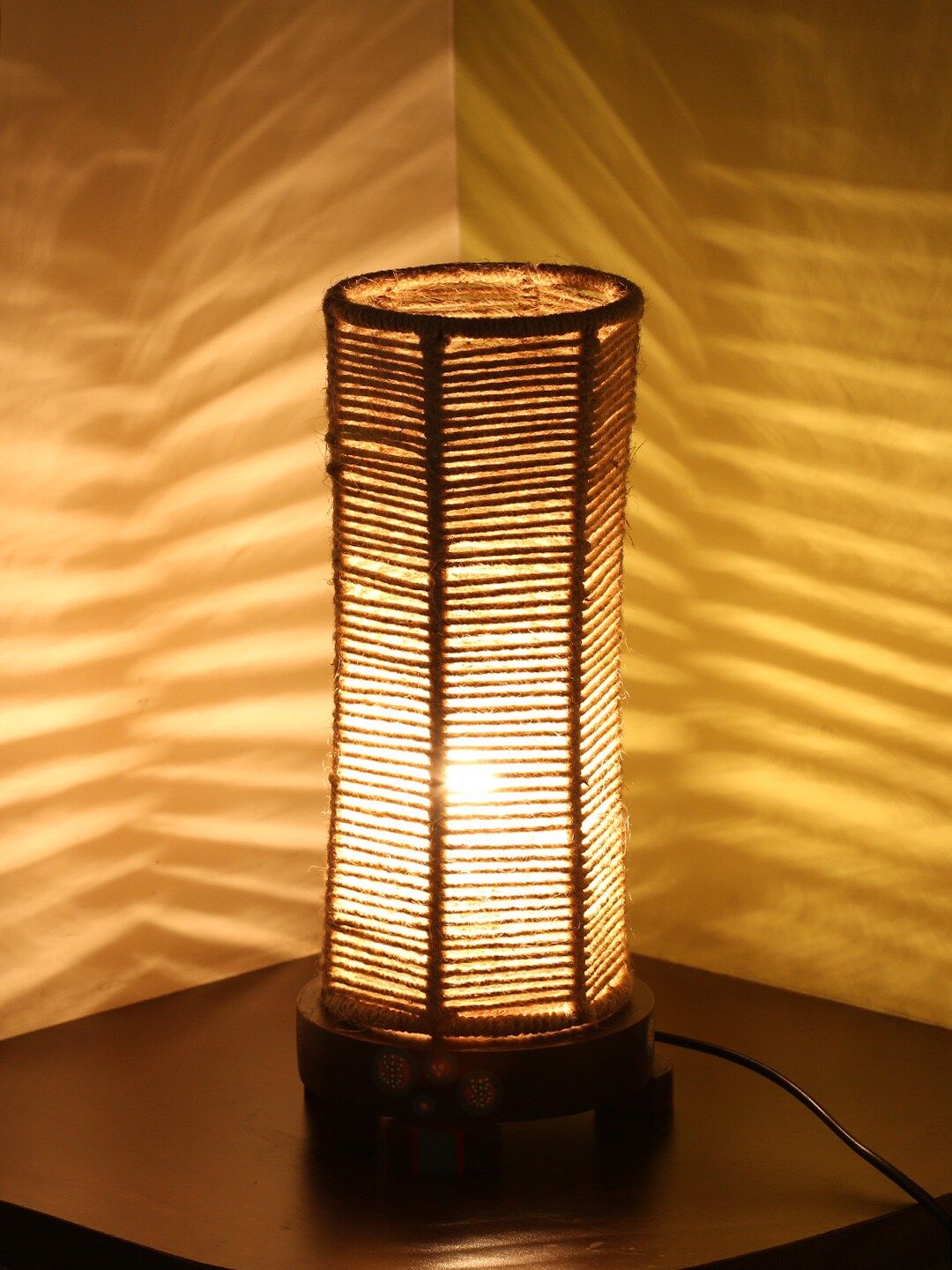ExclusiveLane Brown Textured Handcrafted Desert Shimmer Column Lamp Price in India