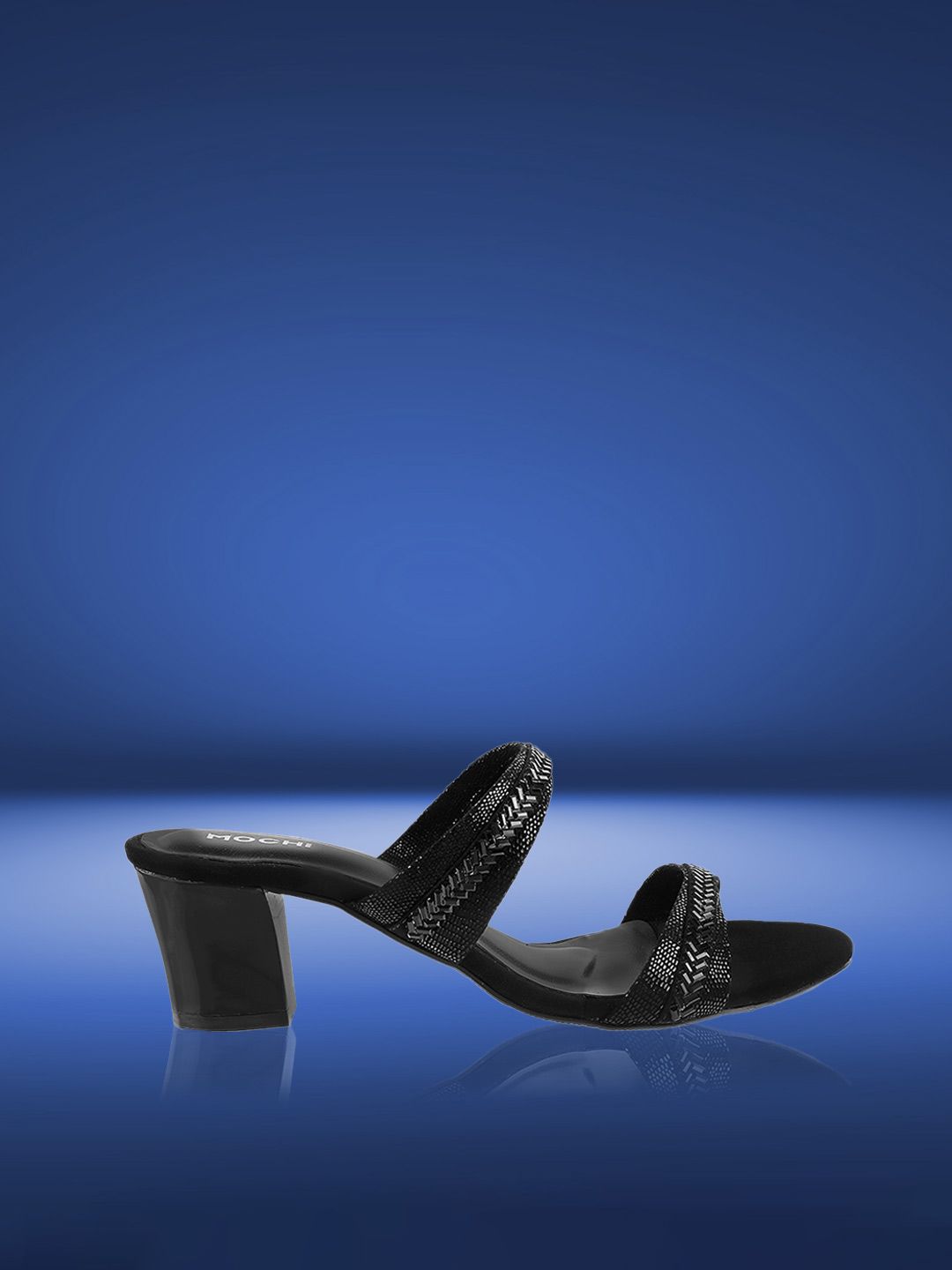 Mochi Women Black Embellished Sandals Price in India