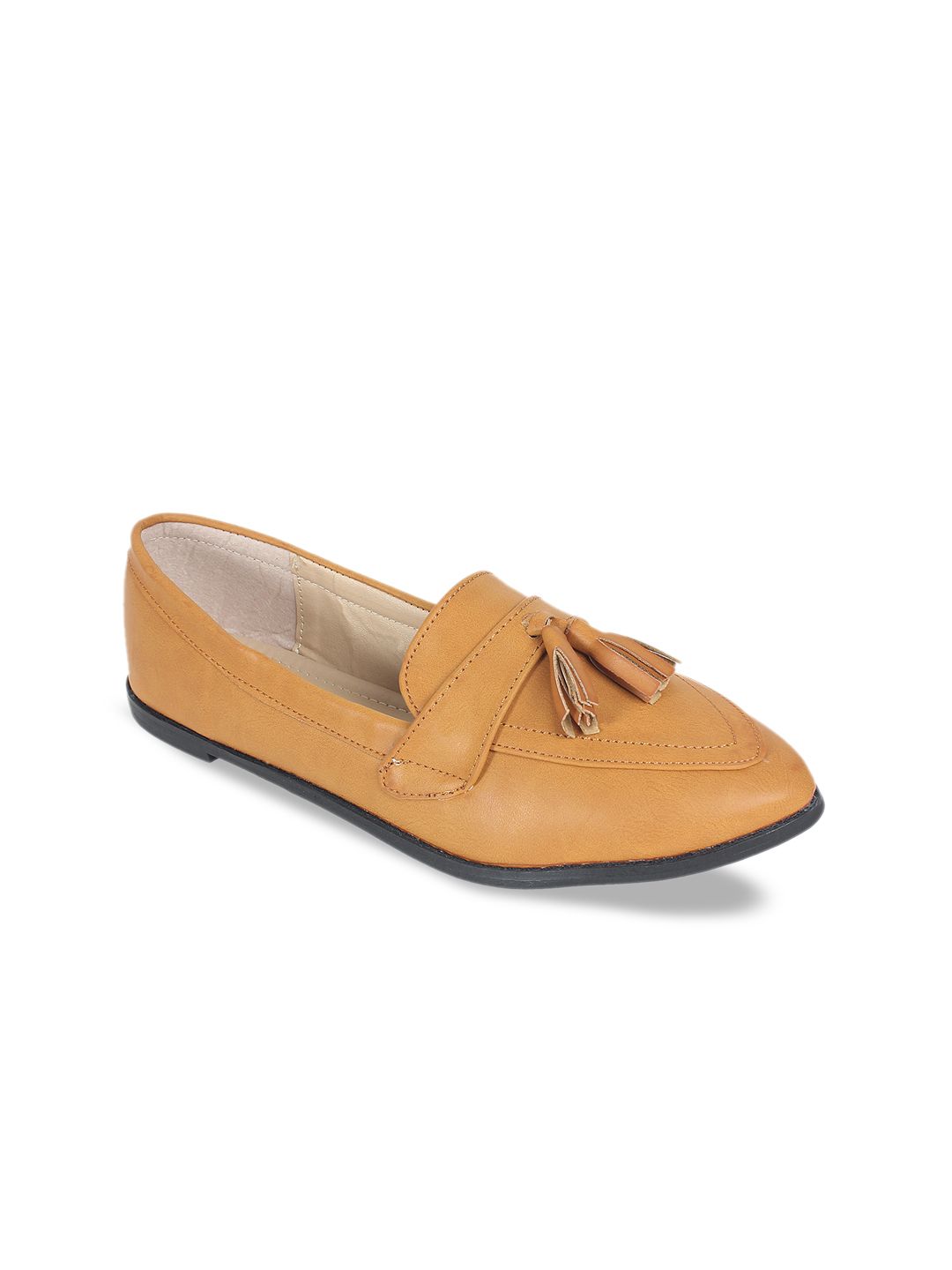 Footilicious Women Tan Brown Tasselled Loafers Price in India