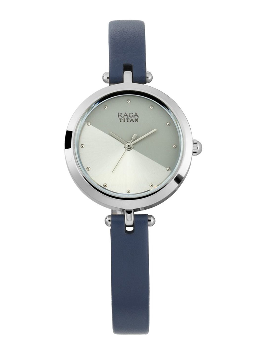 Titan Women Grey & Silver-Toned Leather Analogue Watch 2606SL01 Price in India