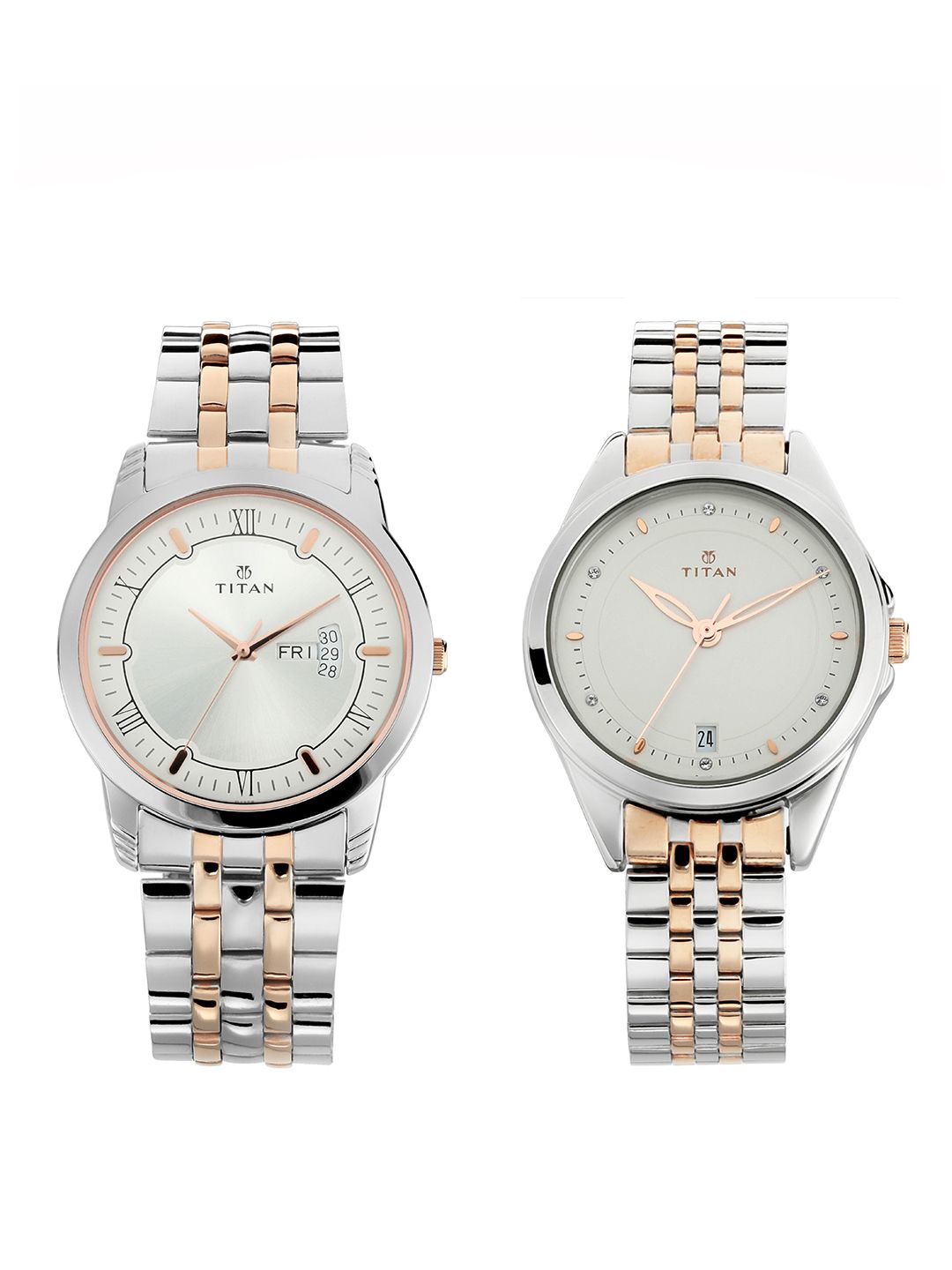 Titan His & Her Silver-Toned Analogue Watch NM17742565KM01 Price in India
