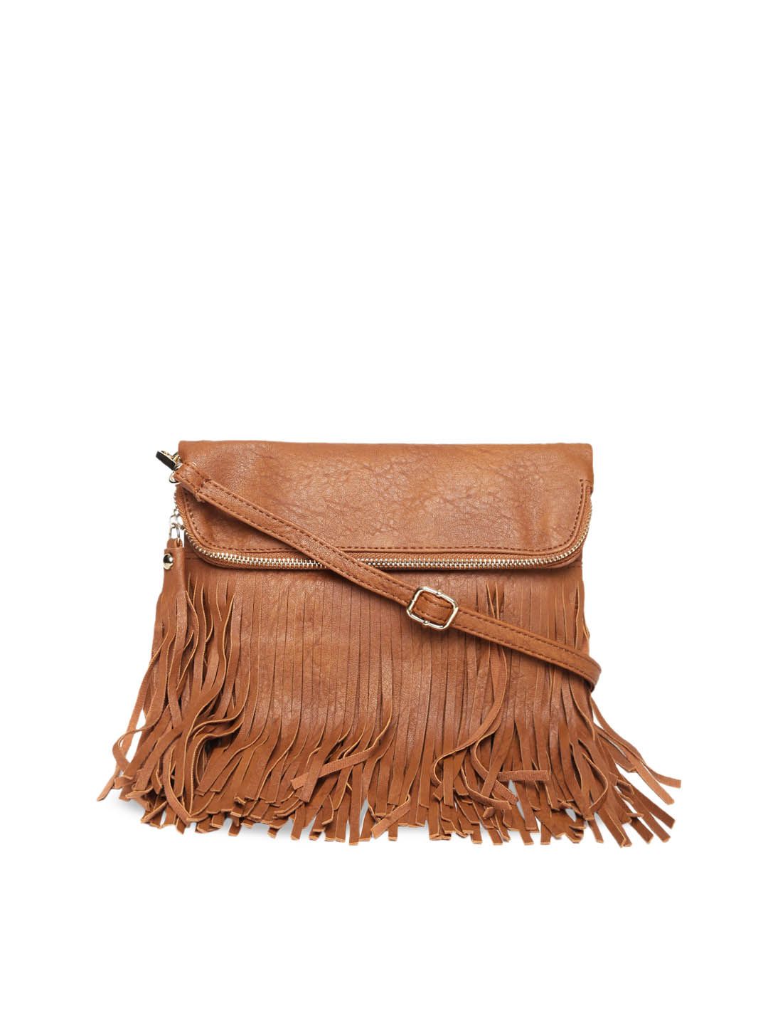 red pout Brown Solid Sling Bag Price in India