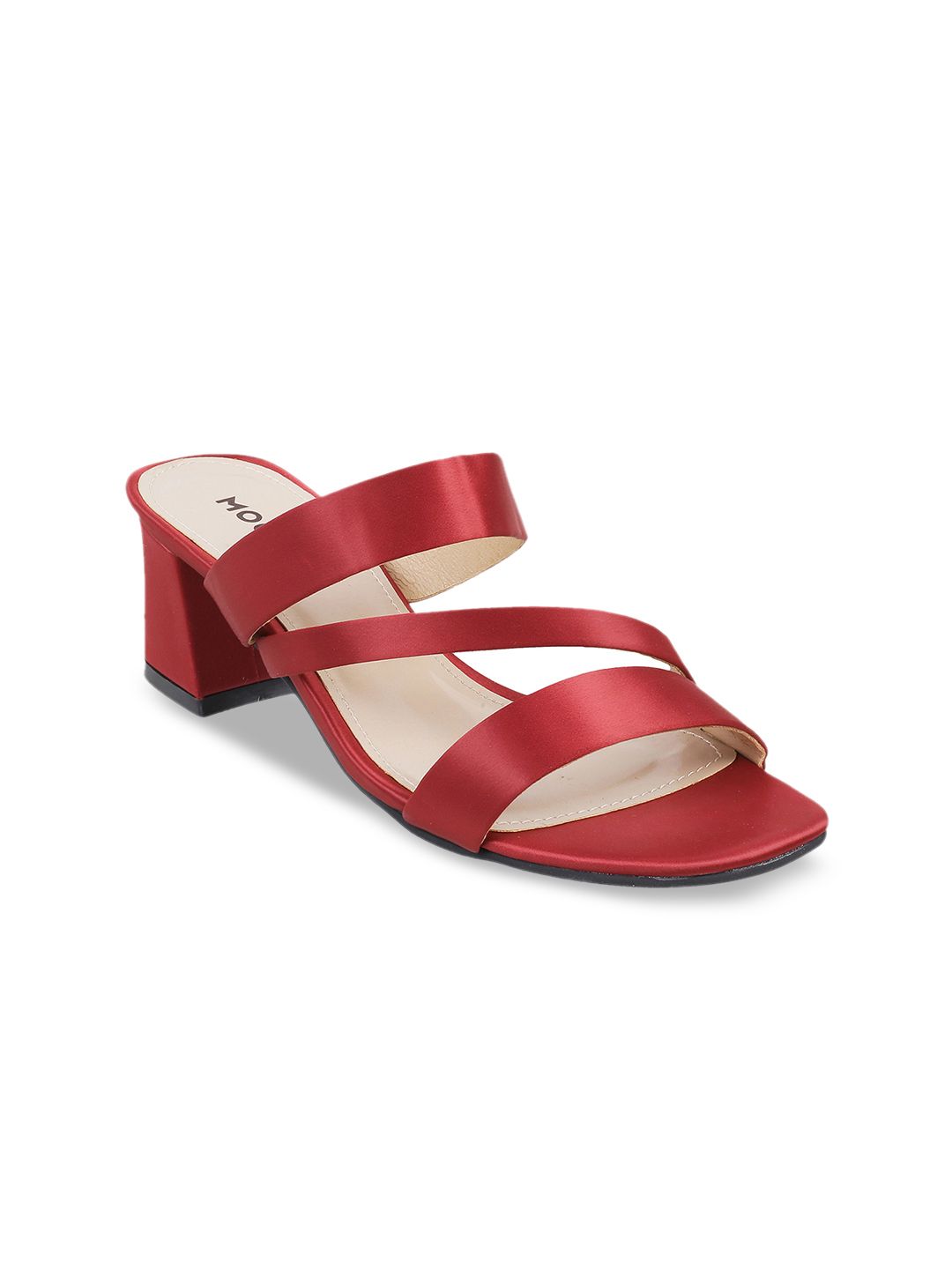 Mochi Women Maroon Solid Sandals Price in India