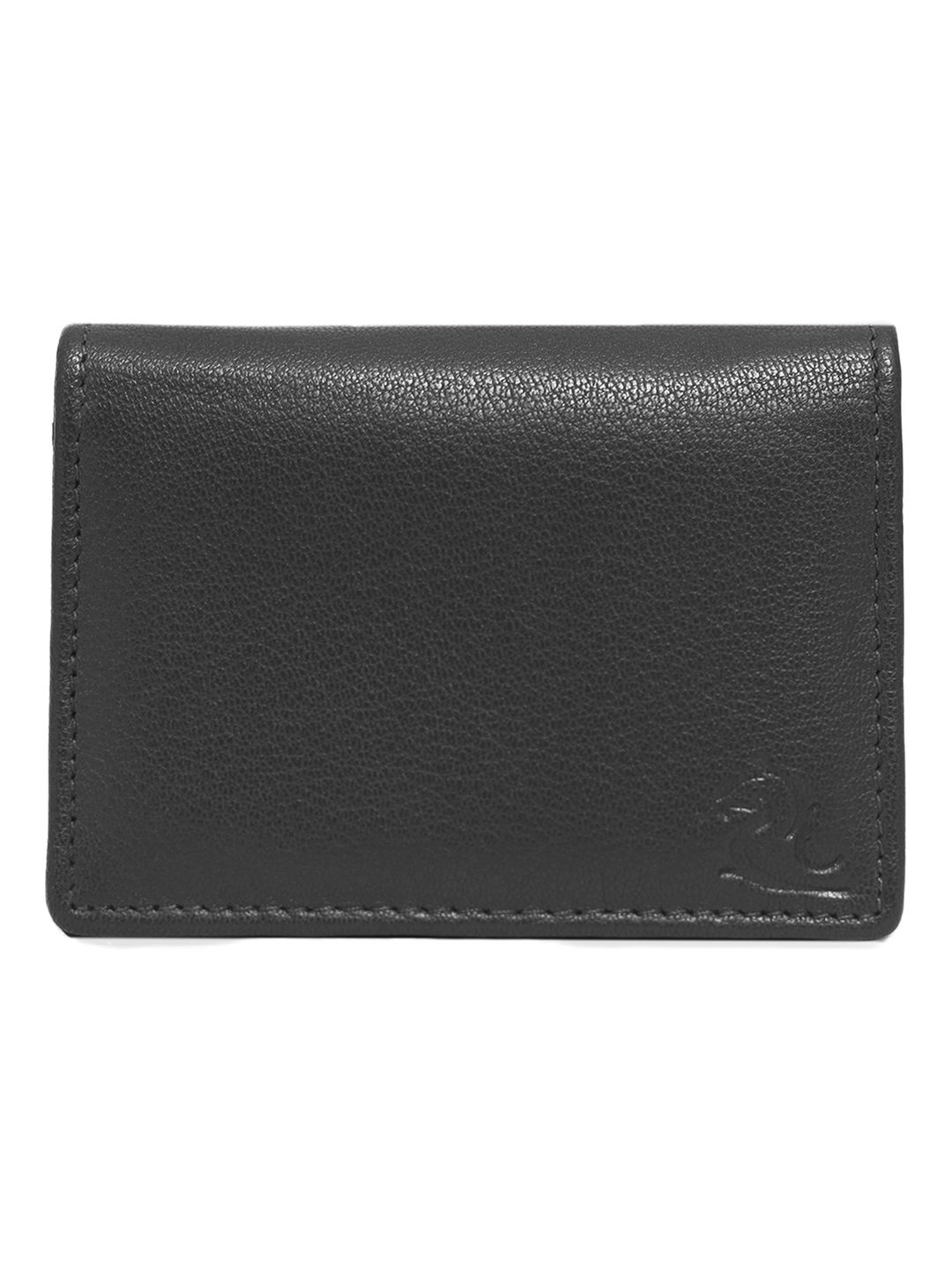 Kara Unisex Black Solid Leather Card Holder