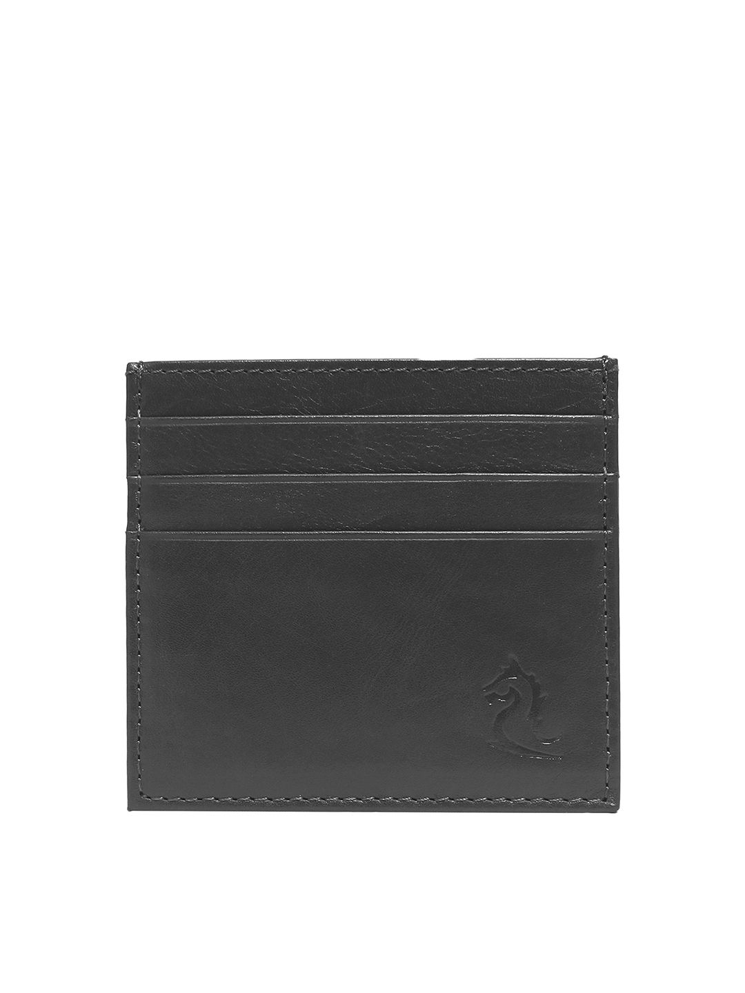 Kara Unisex Black Solid Leather Card Holder