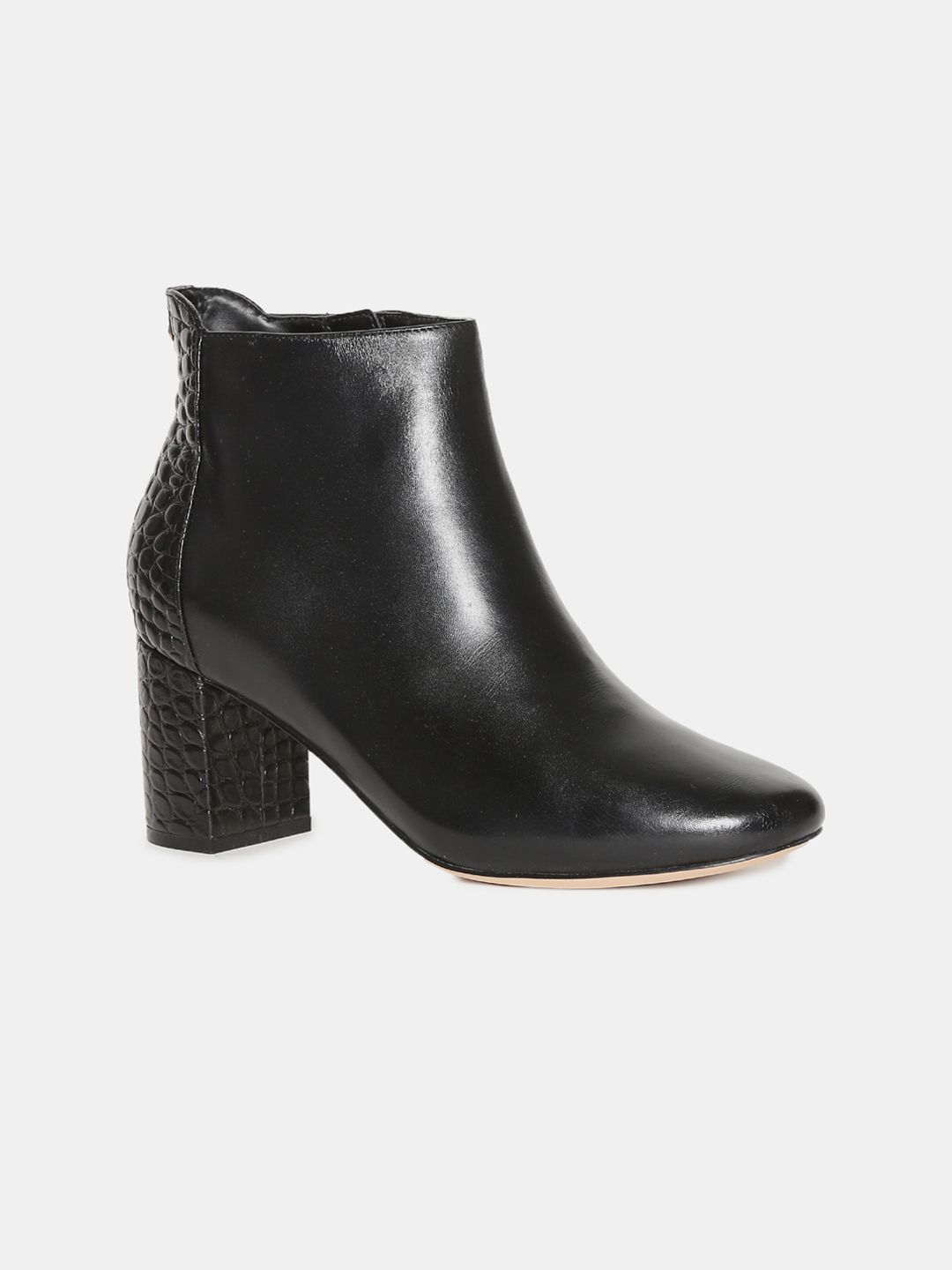 Cole Haan Women Black Solid Leather Block Heeled Boots Price in India