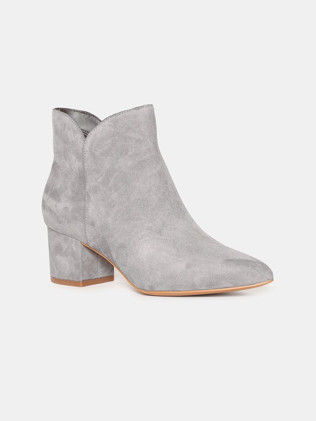 Cole Haan Women Grey Solid Heeled High Top Boots Price in India