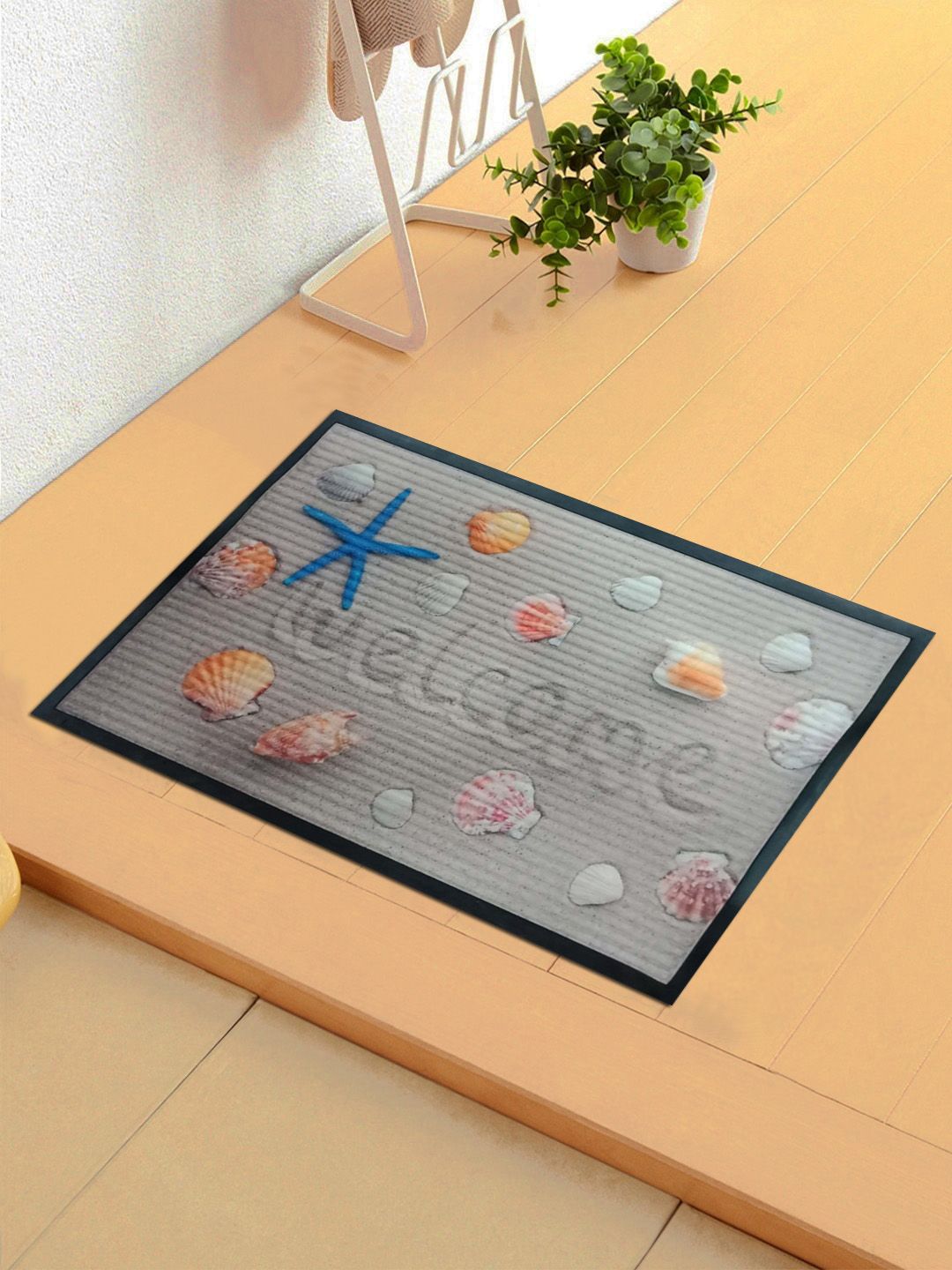 Status Grey & Orange 3D Digital Printed Anti-Skid Doormat Price in India