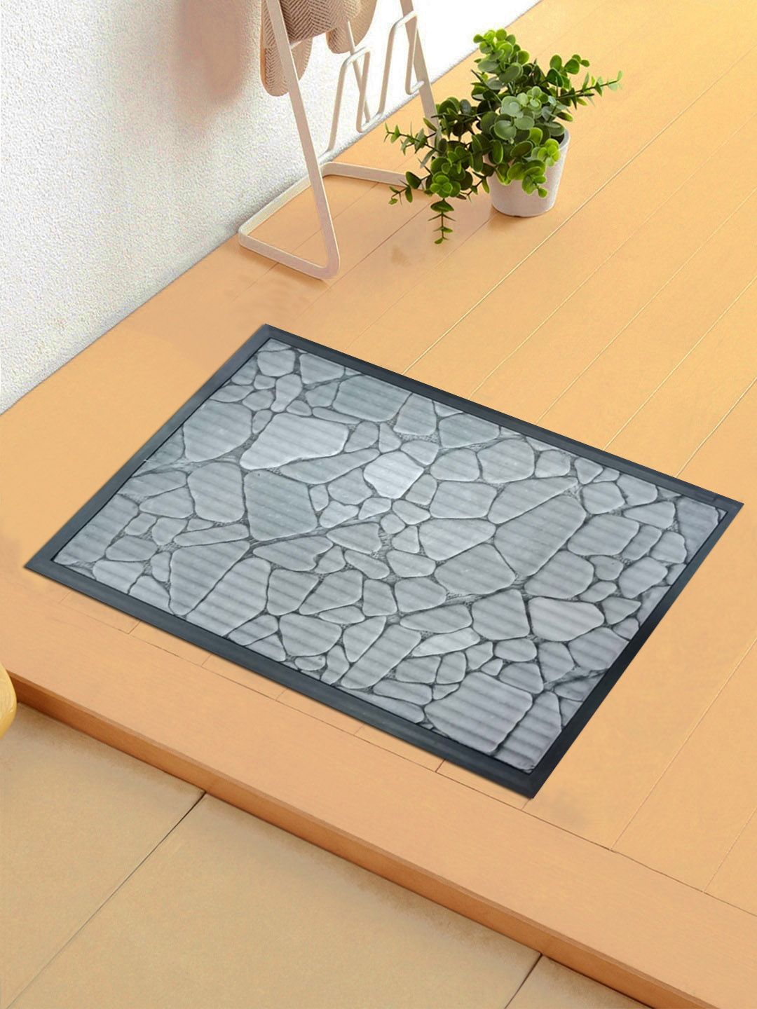 Status Grey 3D Digital Printed Anti-Skid Door Mat Price in India