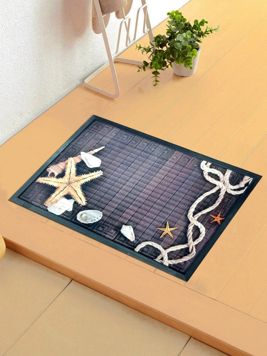 Status Taupe & Off-White 3D Digital Printed Anti-Skid Doormat Price in India