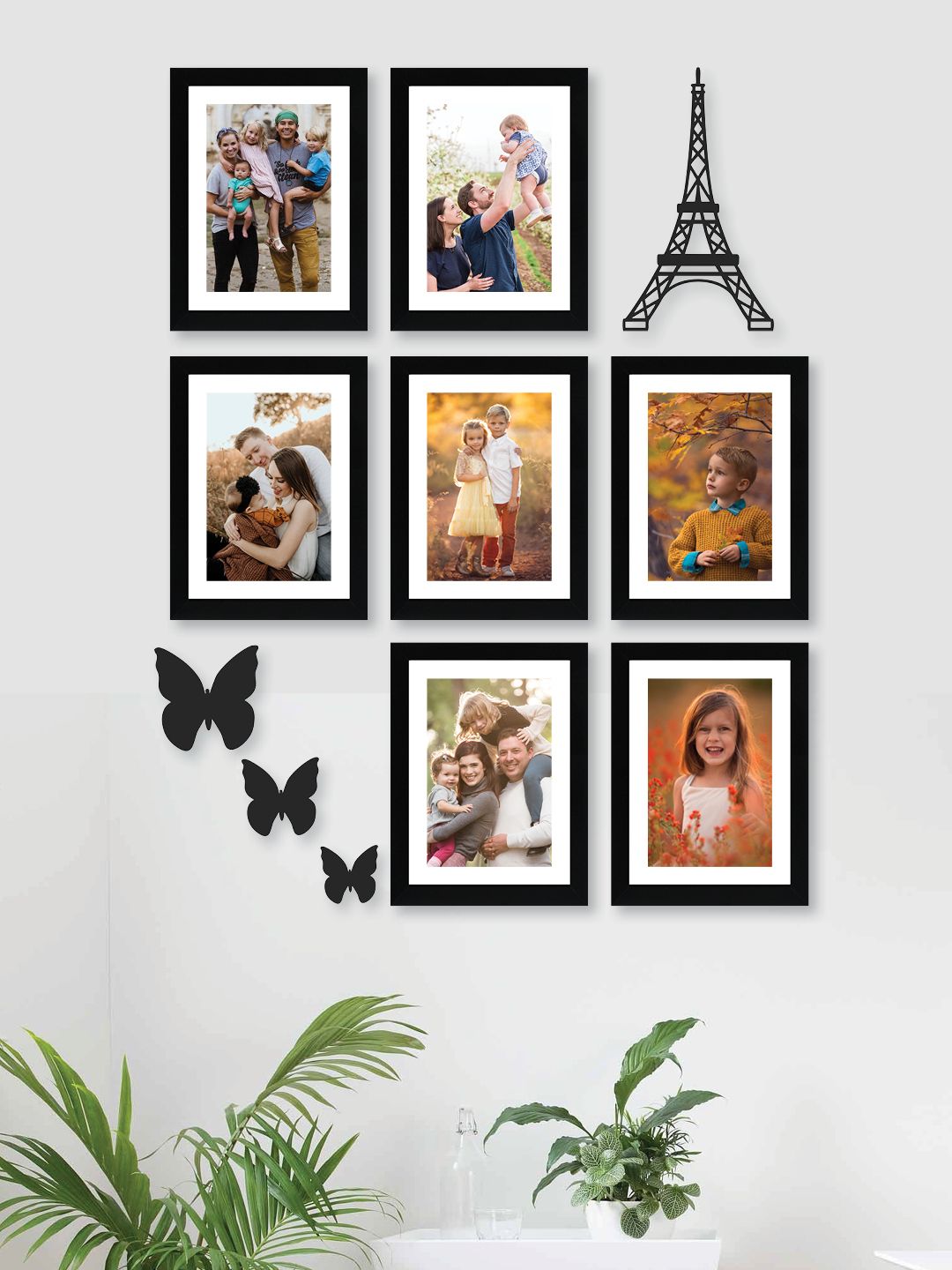 RANDOM Set of 7 Black Solid Synthetic Photo Frames Price in India