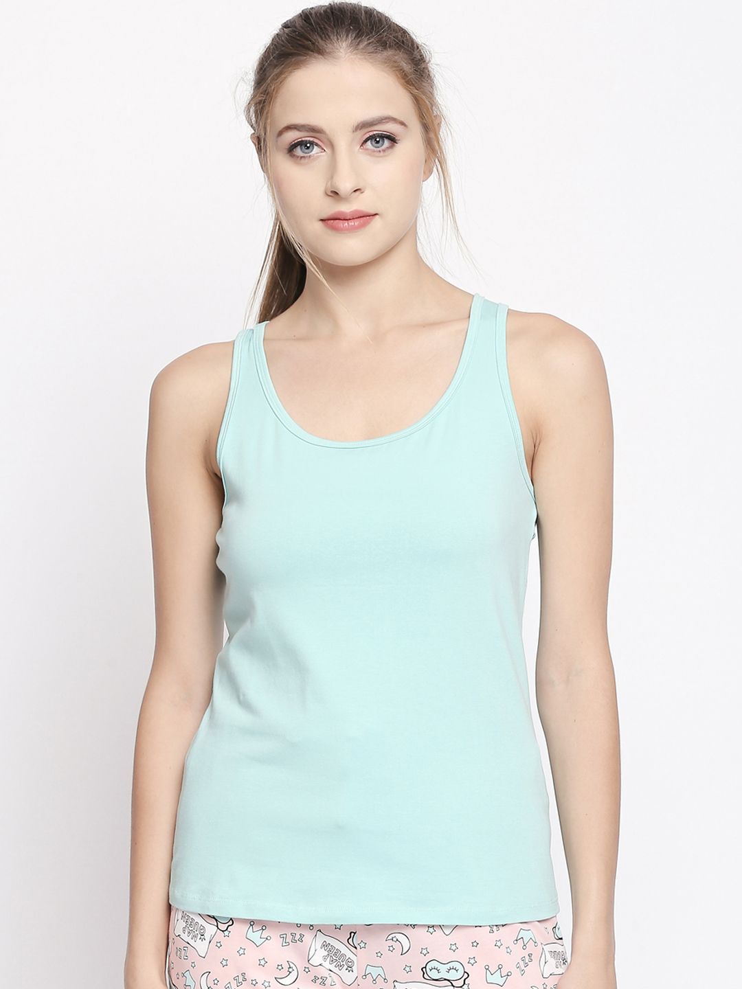Dreamz by Pantaloons Women Green Solid Tank Lounge tshirt Price in India