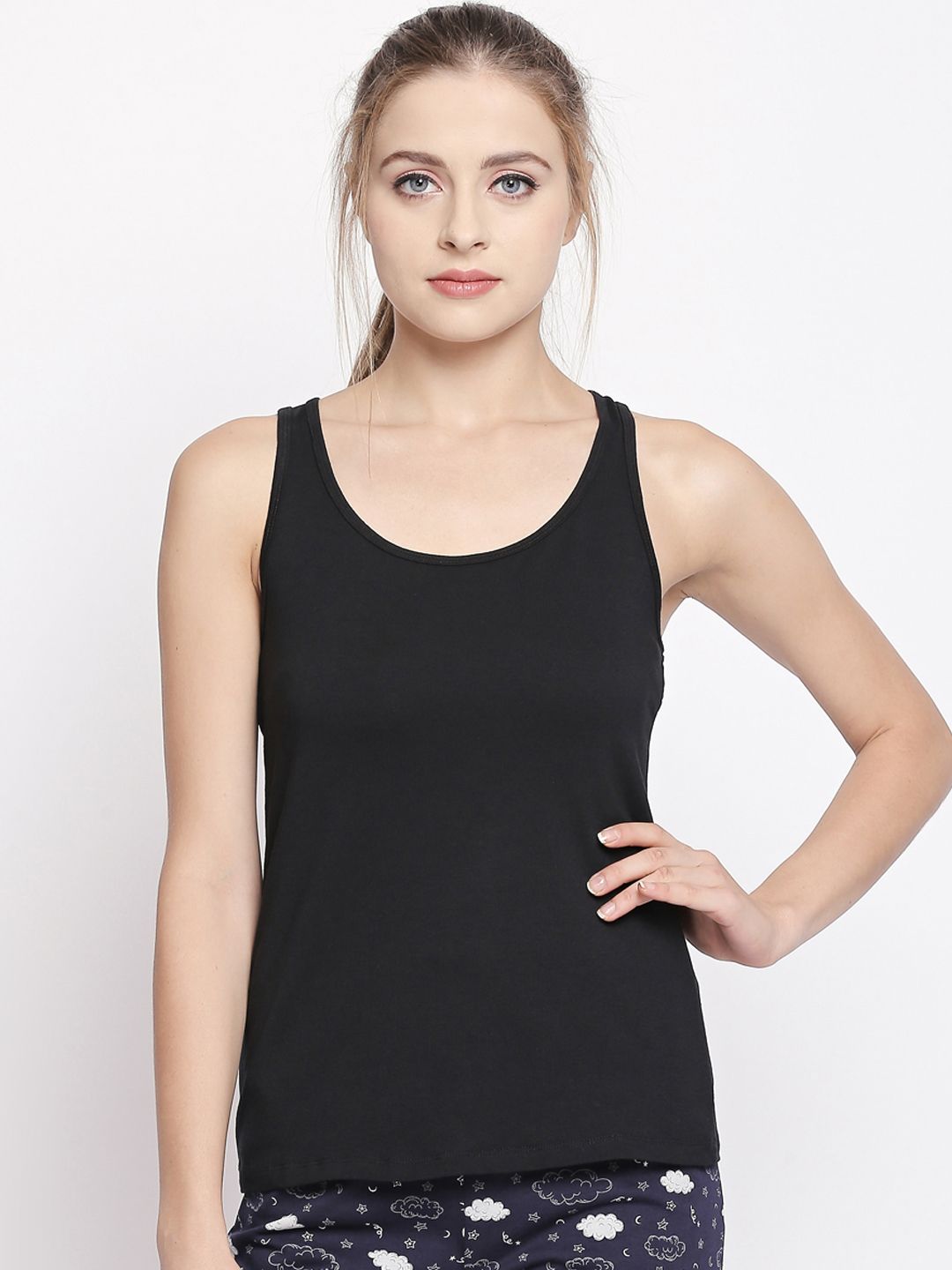 Dreamz by Pantaloons Women Black Solid Lounge Tank Top Price in India