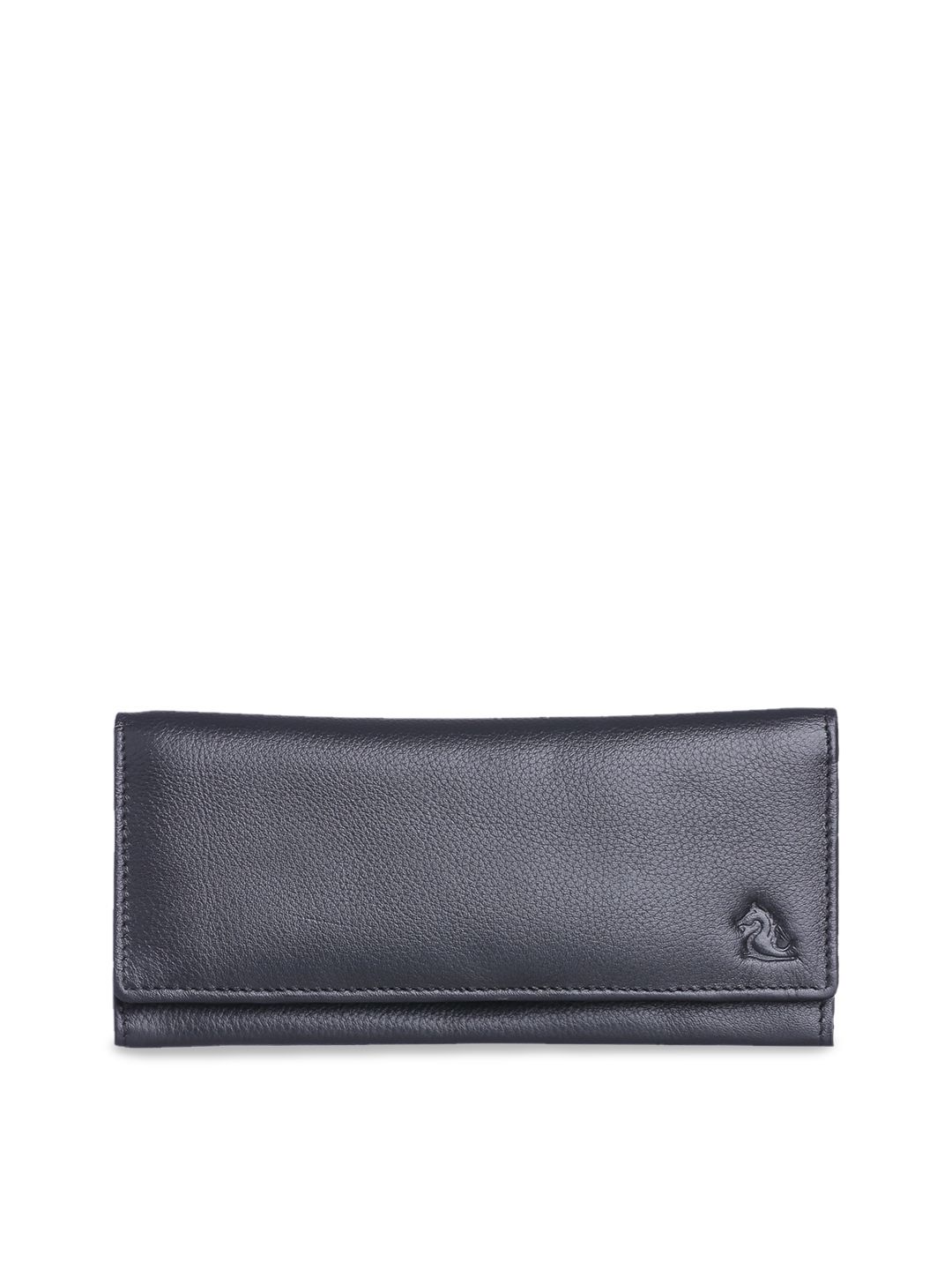 Kara Women Black Solid Leather Envelope Wallet Price in India
