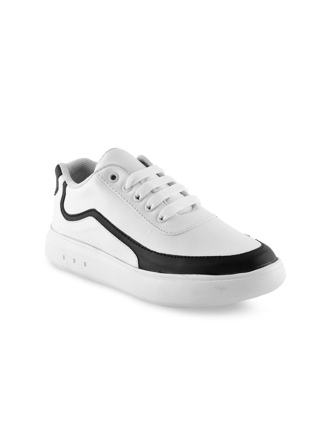 ZAPATOZ Women White & Black Colourblocked Lace-Up Lightweight Sneakers Price in India