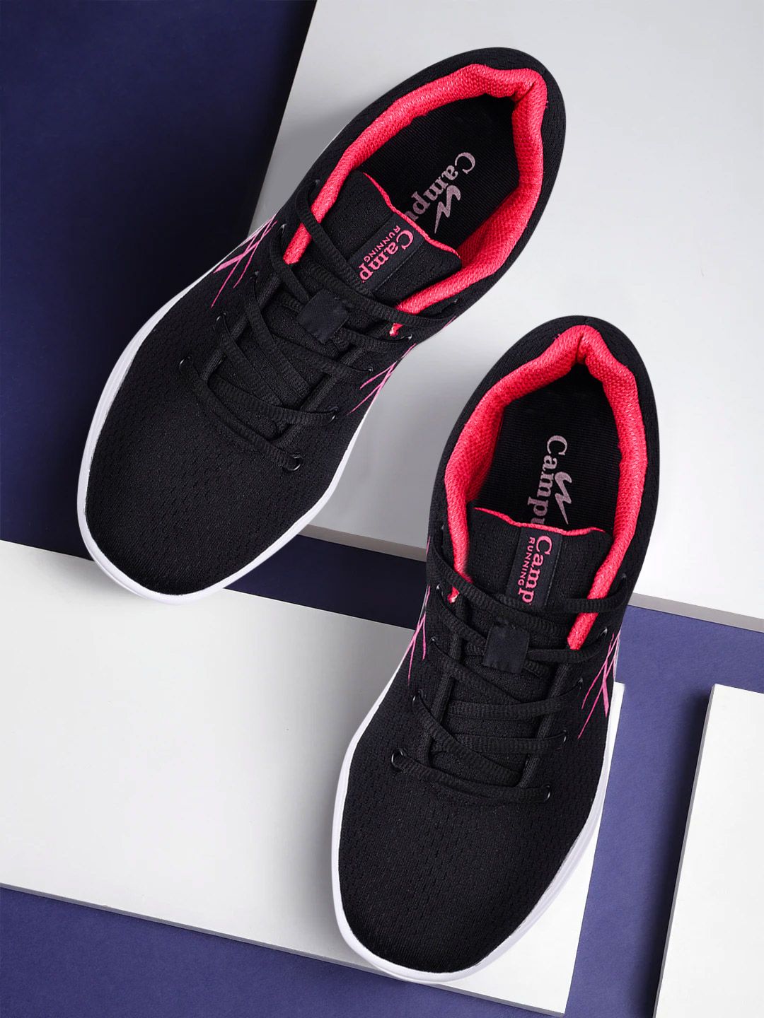 Campus Women Black Mesh Running Shoes Price in India