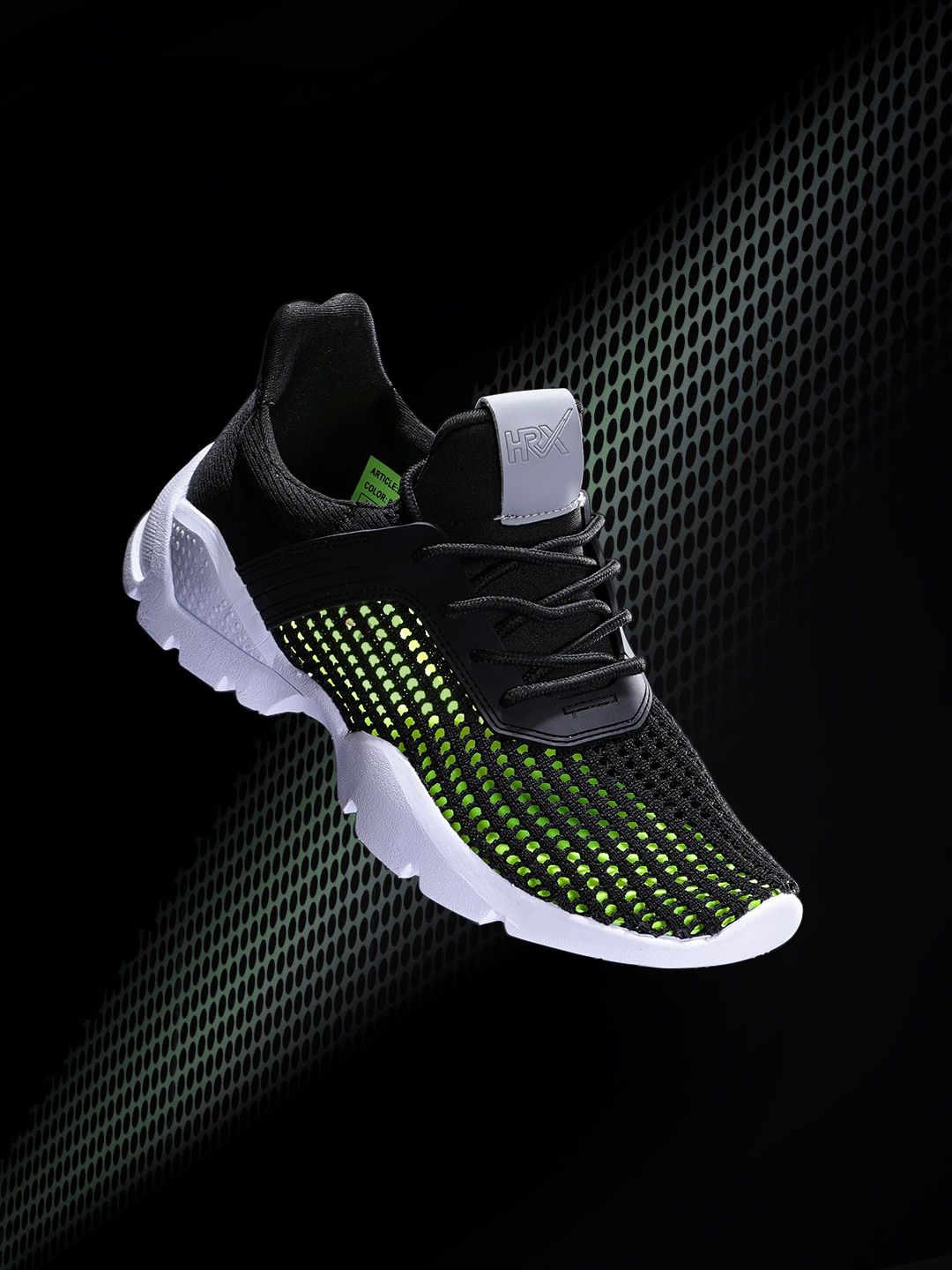 HRX by Hrithik Roshan Women Black & Green Mesh Running Shoes Price in India