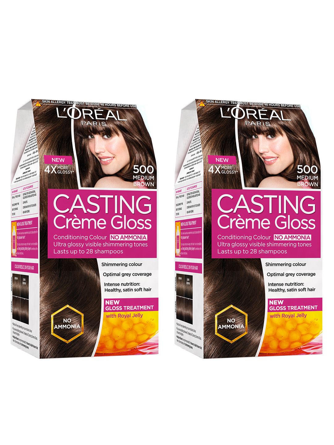 LOreal Paris Women Set Of 2 Casting Creme Gloss Hair Colour - Medium Brown 500 Price in India