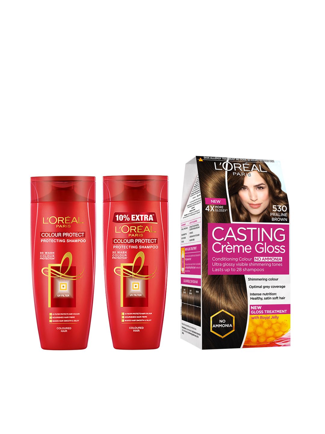 L'Oreal Paris Pack of 2 Colour Protect Shampoo & Casting Creme Gloss Hair Color - Brown Price in India