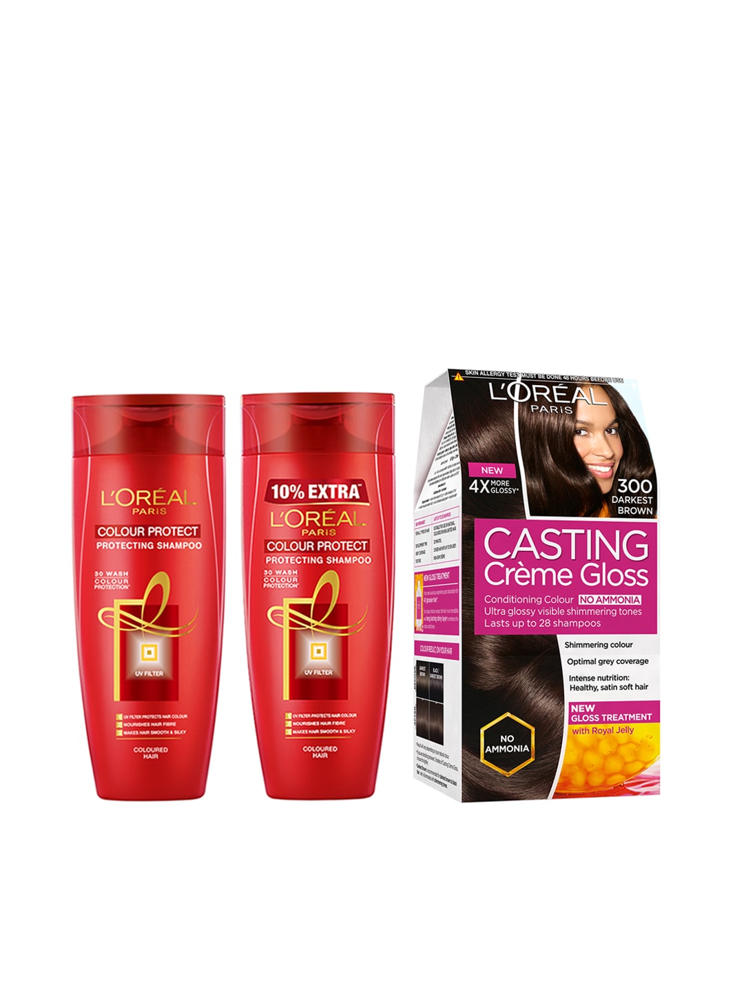 L'Oreal Paris Set of 2 Colour Protecting Shampoo & Casting Creme Gloss Hair colour Price in India