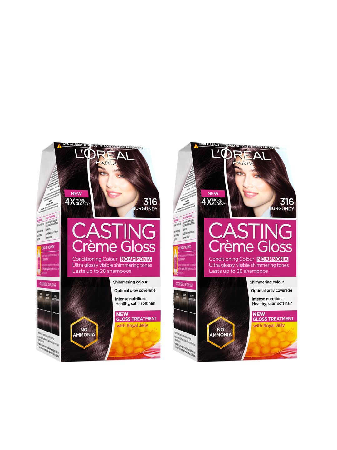 LOreal Paris Set of 2 Casting Creme Gloss Hair Color - Burgundy 316 Price in India