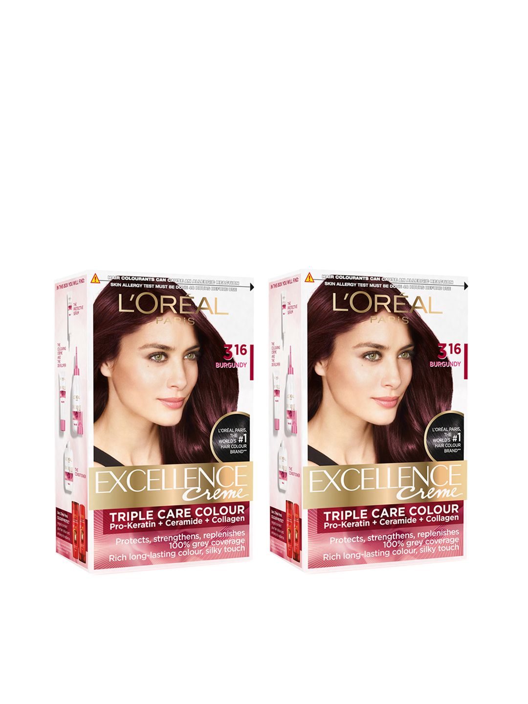 LOreal Paris Set of 2 Excellence Creme Hair Colour - Burgundy 3.16 Price in India