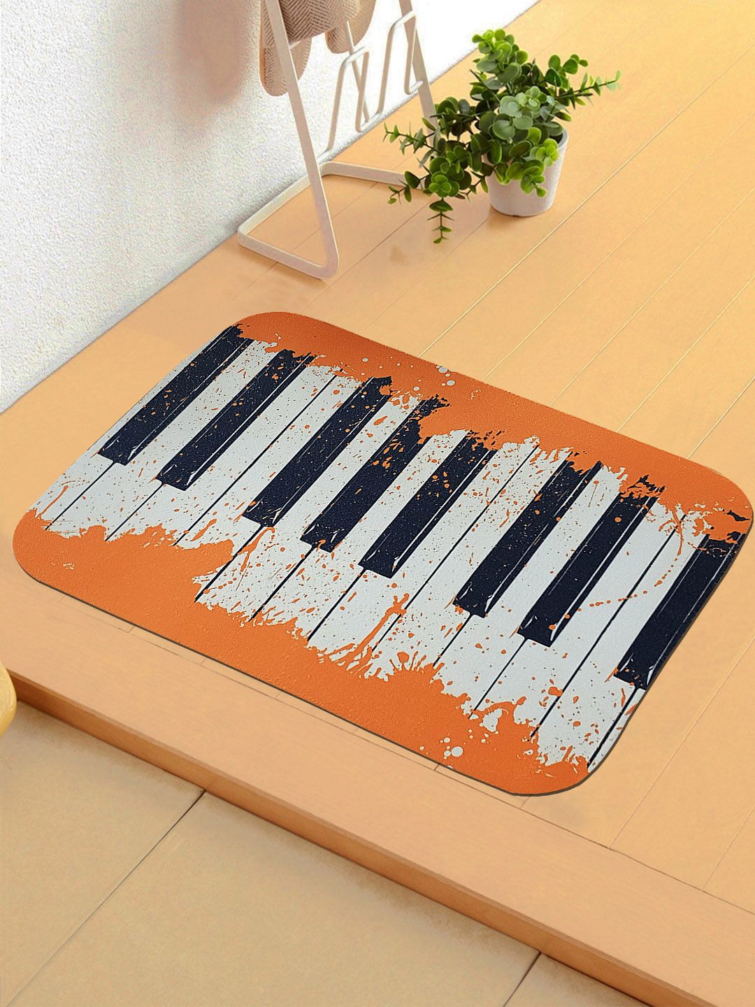 Status White & Orange 3D Digital Printed Anti-Skid Doormat Price in India