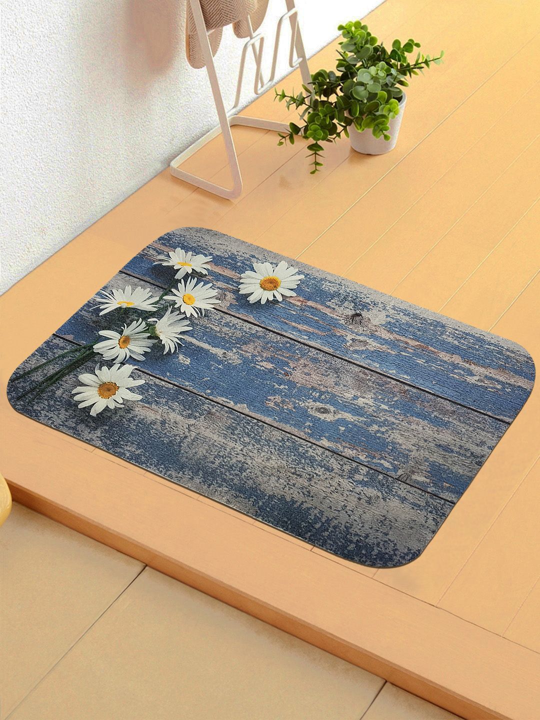 Status Blue & White 3D Digital Printed Anti-Skid Doormat Price in India