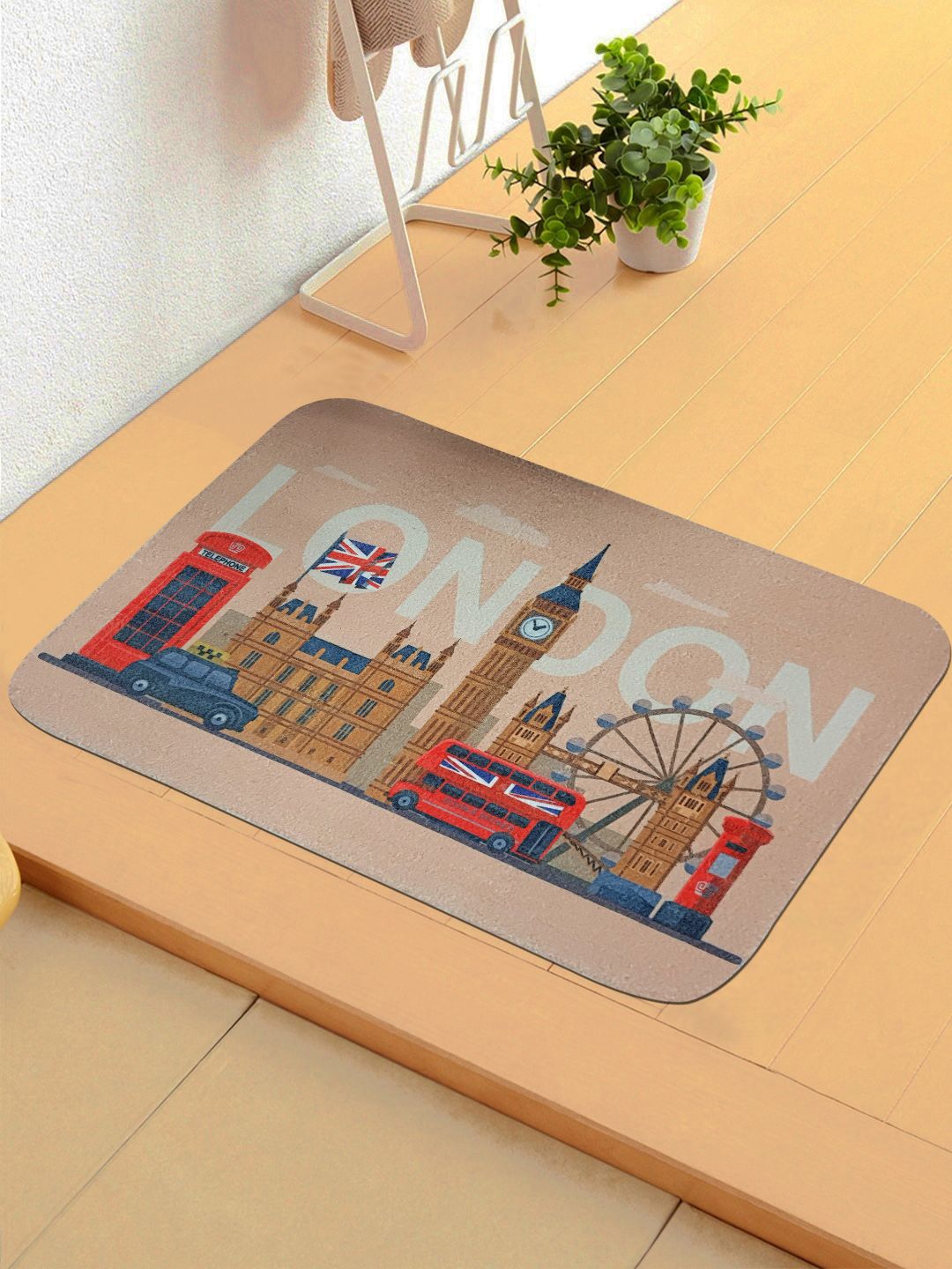 Status Beige & Brown 3D Digital Printed Anti-Skid Doormat Price in India