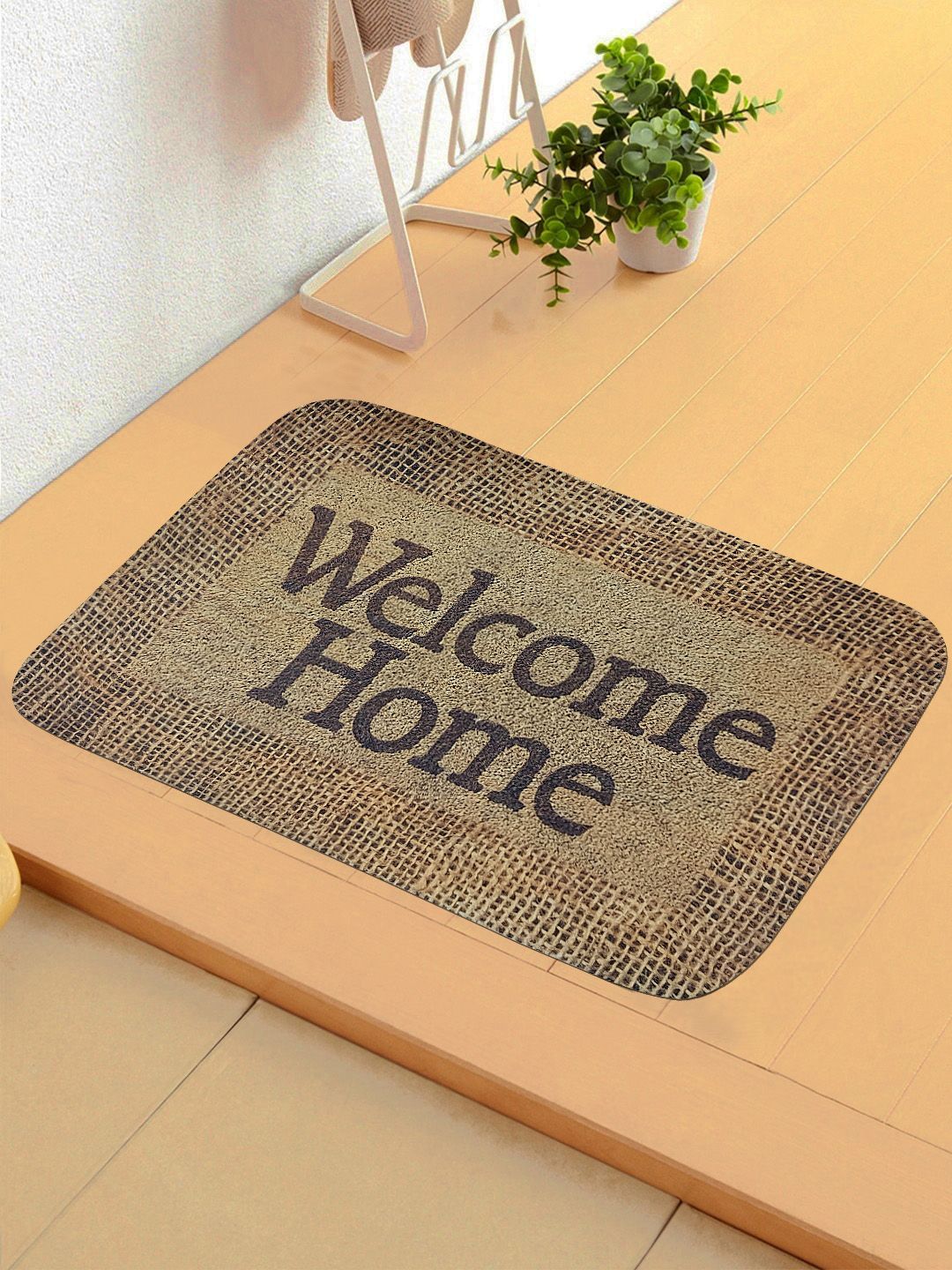 Status Brown Textured 3D Digital Printed Anti-Skid Doormat Price in India