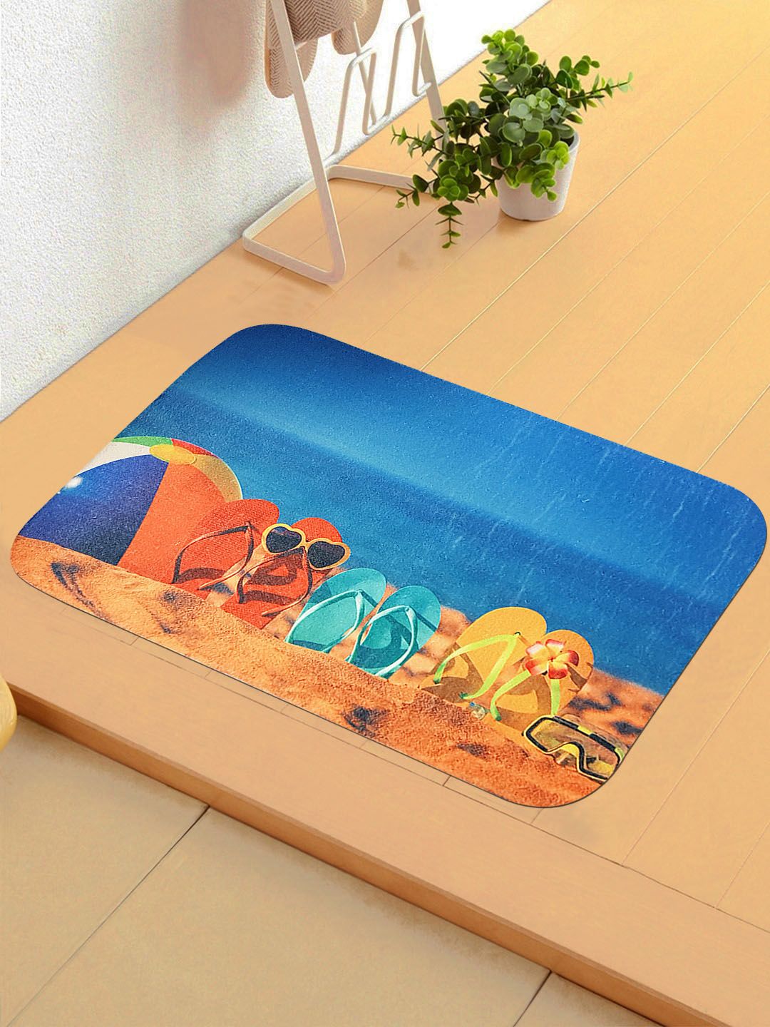 Status Blue & Yellow 3D Digital Printed Anti-Skid Doormat Price in India