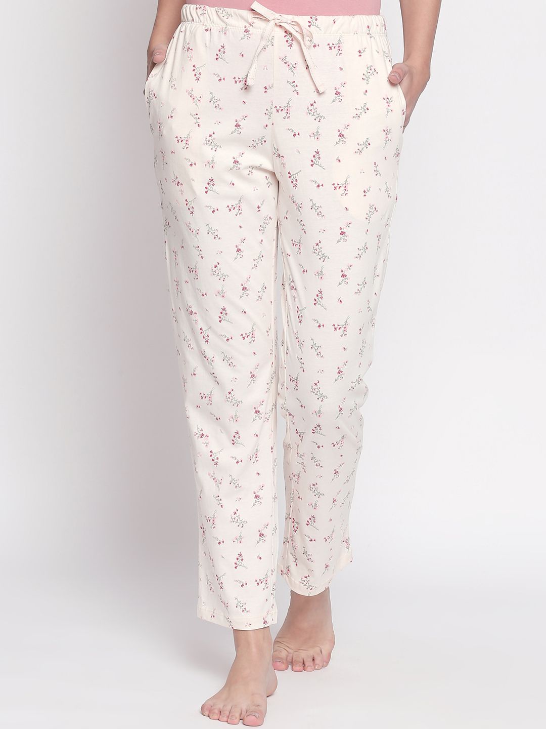 Dreamz by Pantaloons Women Off-White Printed Lounge Pants Price in India