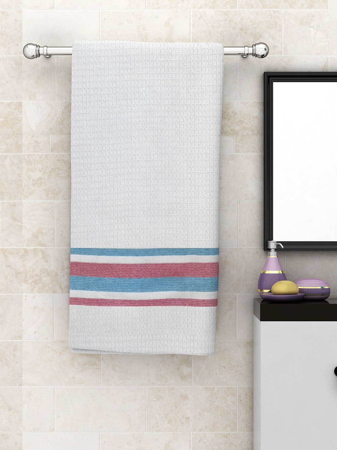 Athom Trendz Pack of 5 White Solid Premium Bath Towels Price in India