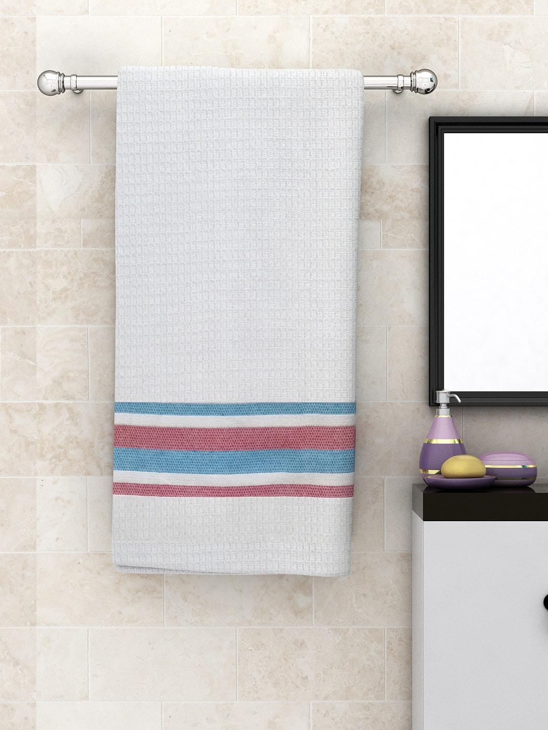Athom Trendz Pack of 4 White Solid 210 GSM Premium Bath Towels Price in India