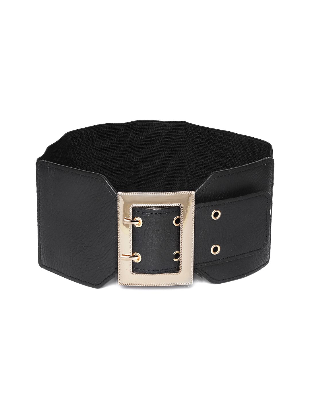 20Dresses Women Black Textured Wide Stretchable Waist Belt Price in India