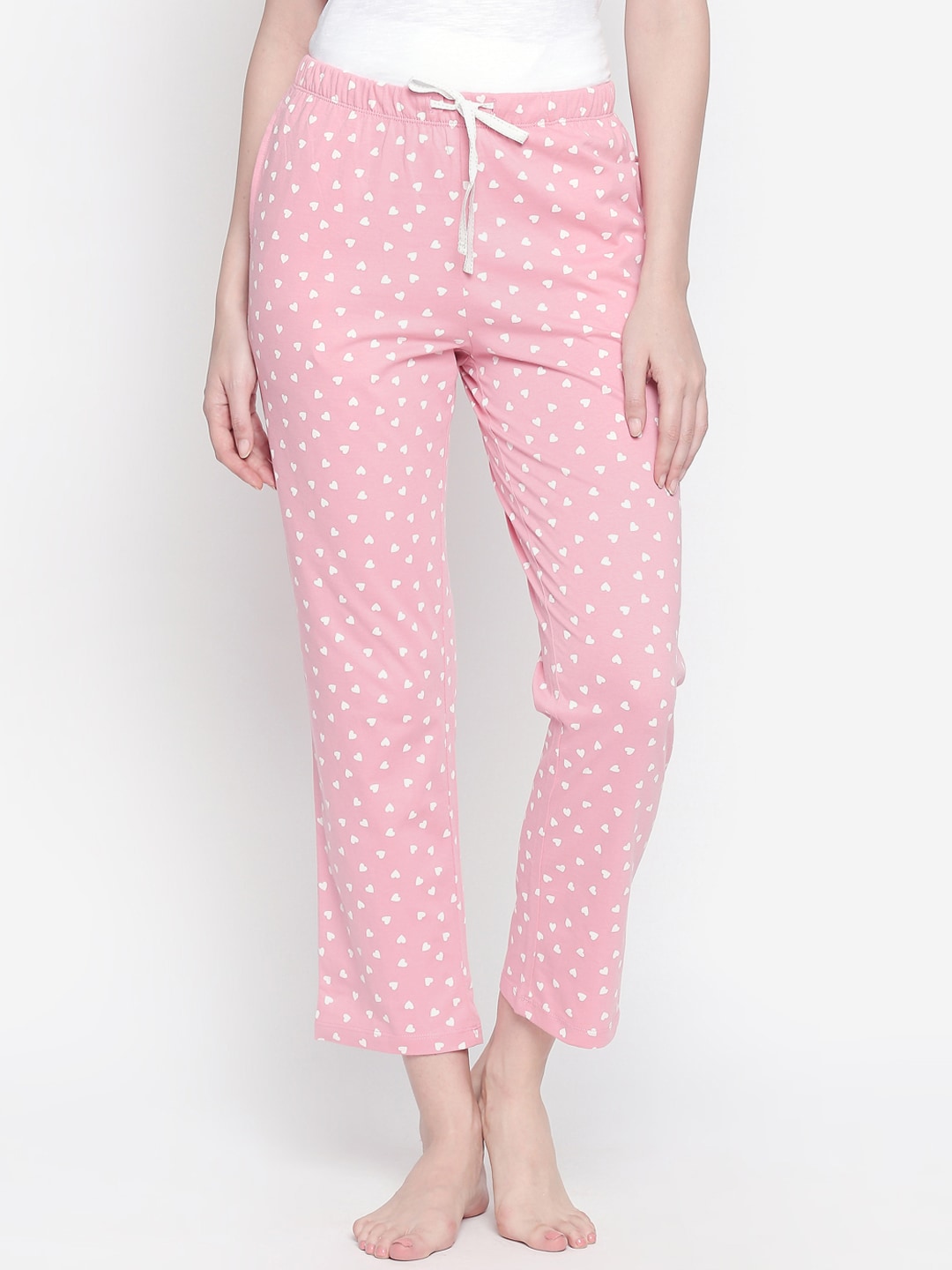 Dreamz by Pantaloons Women Pink & White Printed Lounge Pants Price in India