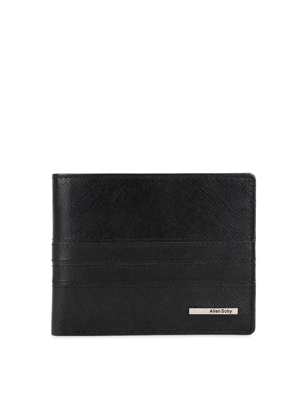 Allen Solly Allen Solly Men Black Solid Leather Two Fold Wallet