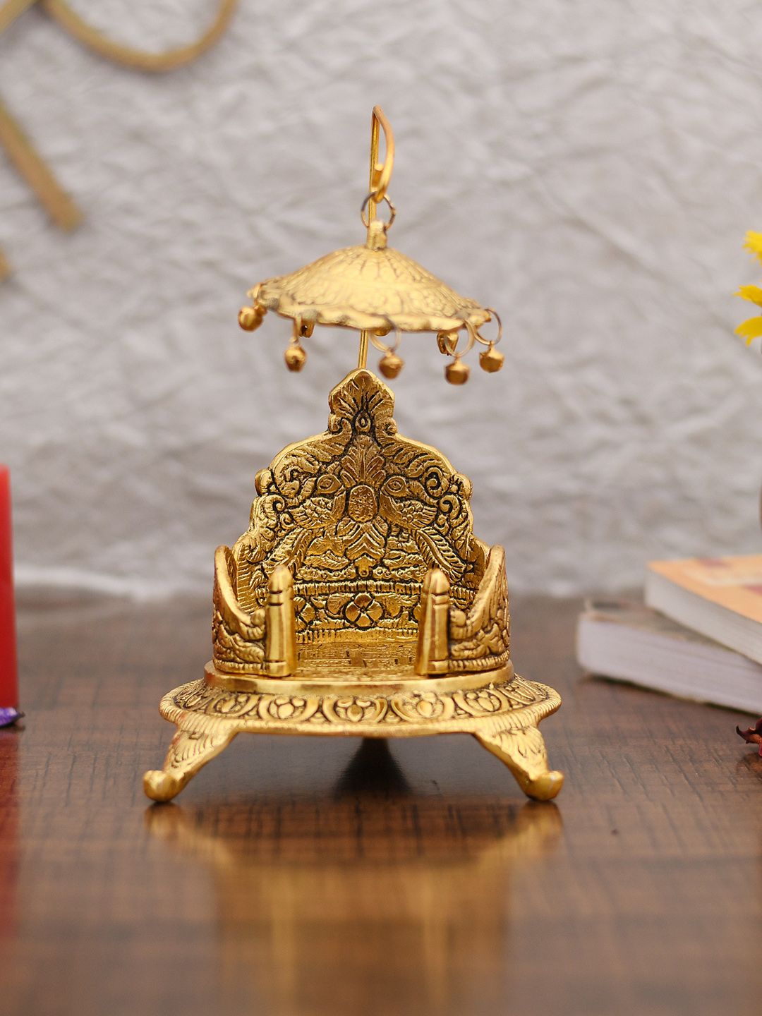 CraftVatika Gold-Plated Ladoo Gopal Singhasan/Pooja Chowki Showpiece Price in India