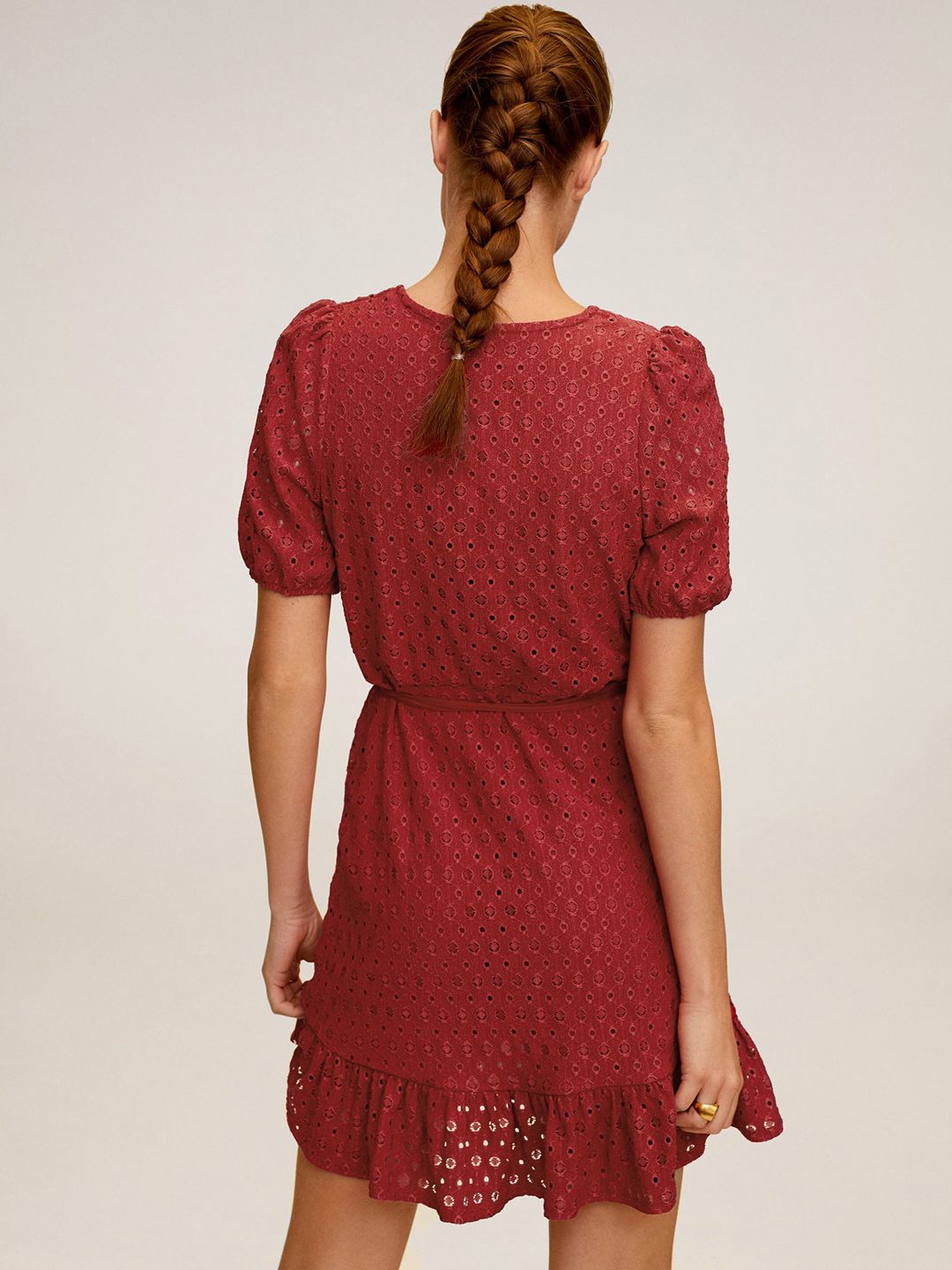 strapless open back dress Buy Brick Red Dabu Inspired Floral Sleeveless Dress with Neckline & Centre