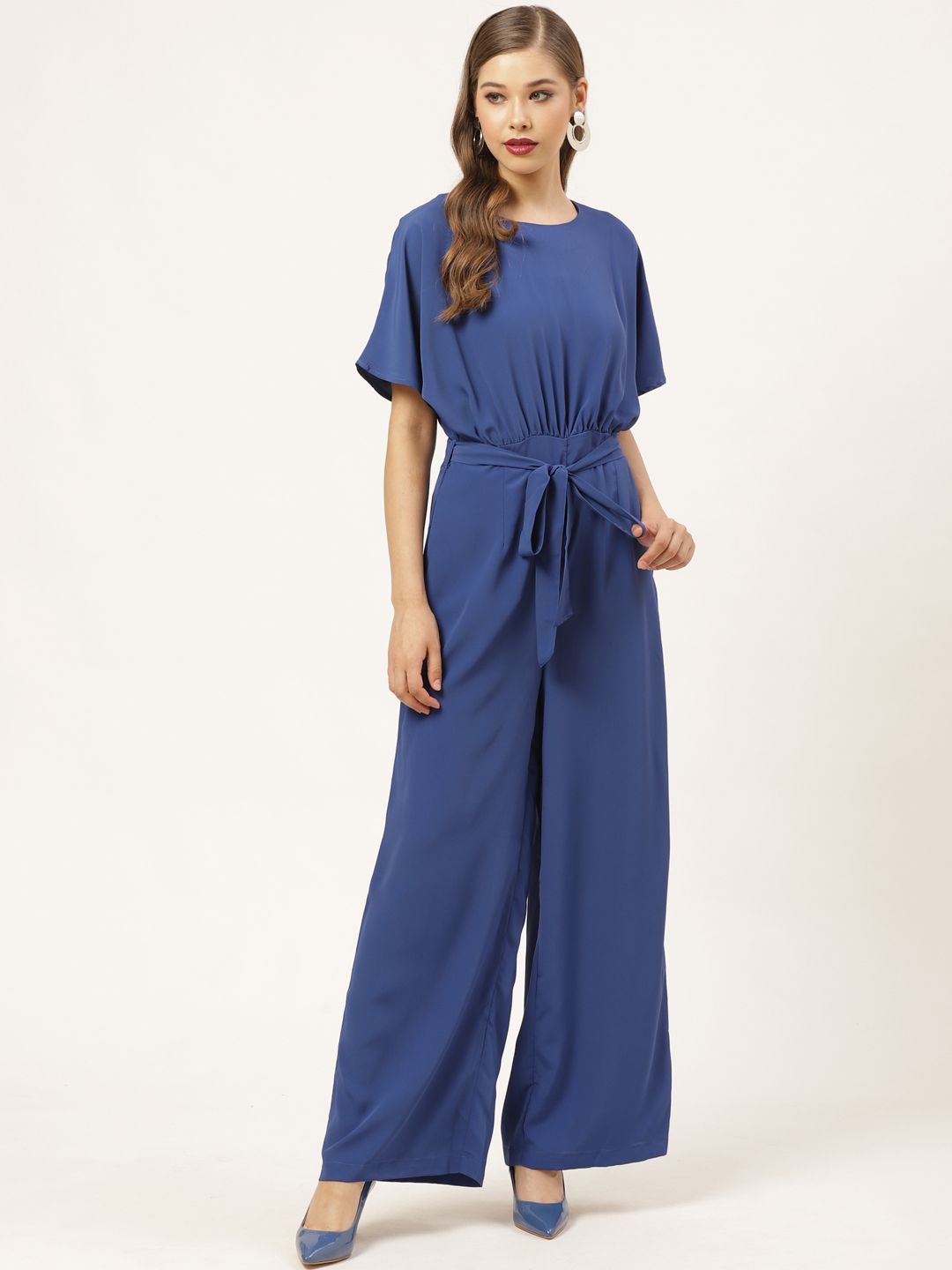 20Dresses Women Blue Solid Batwing Sleeved Basic Jumpsuit Price in India