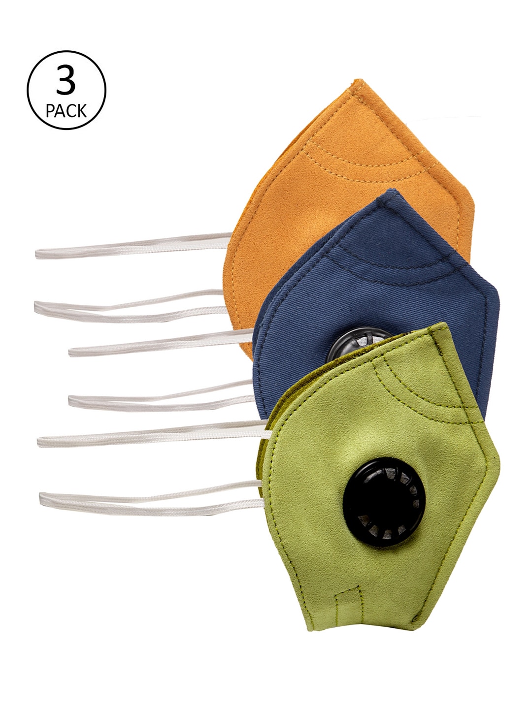 yelloe Unisex 3 Pcs 3-Ply Reusable Outdoor Fabric Masks with Respiratory Valve & Nosepin Price in India