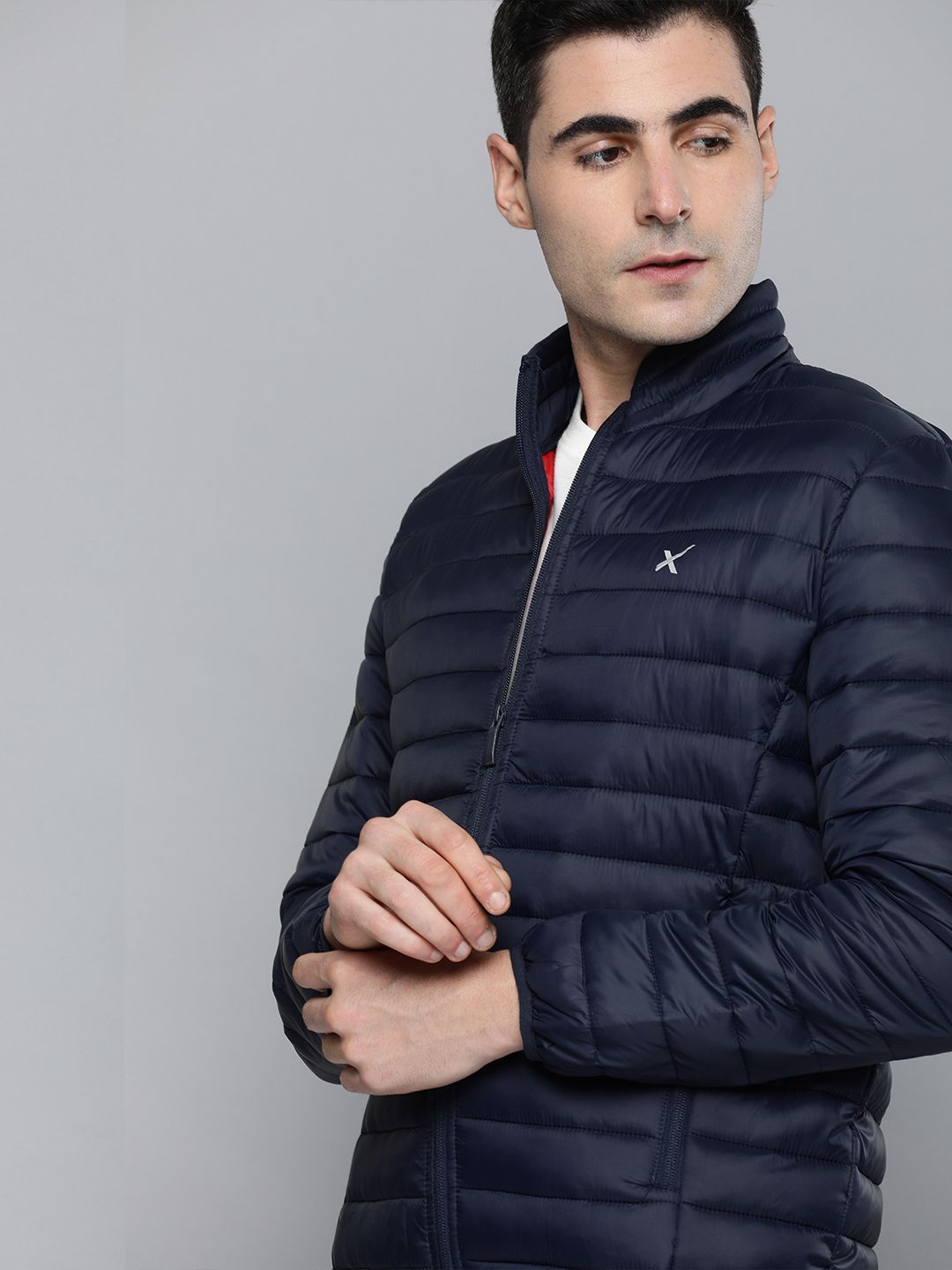 HRX by Hrithik Roshan Men Navy Blue Solid Padded Jacket