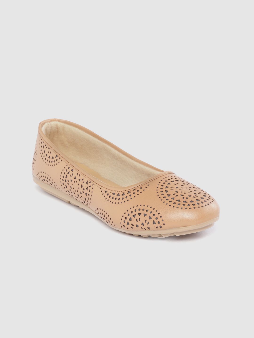 Shezone Women Beige Laser Cut Ballerinas Price in India