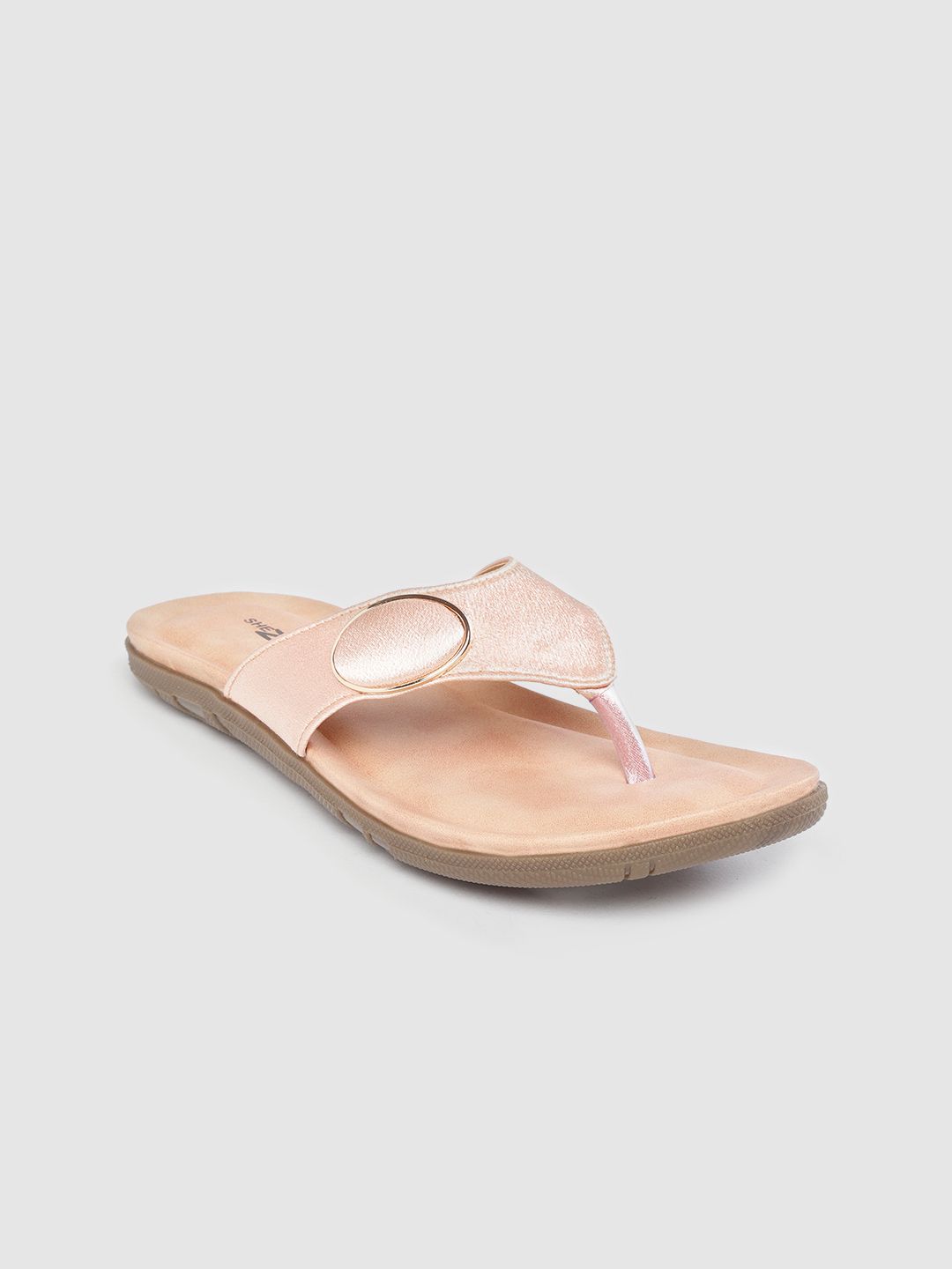 Shezone Women Rose Gold-Toned Solid Open Toe Flats Price in India