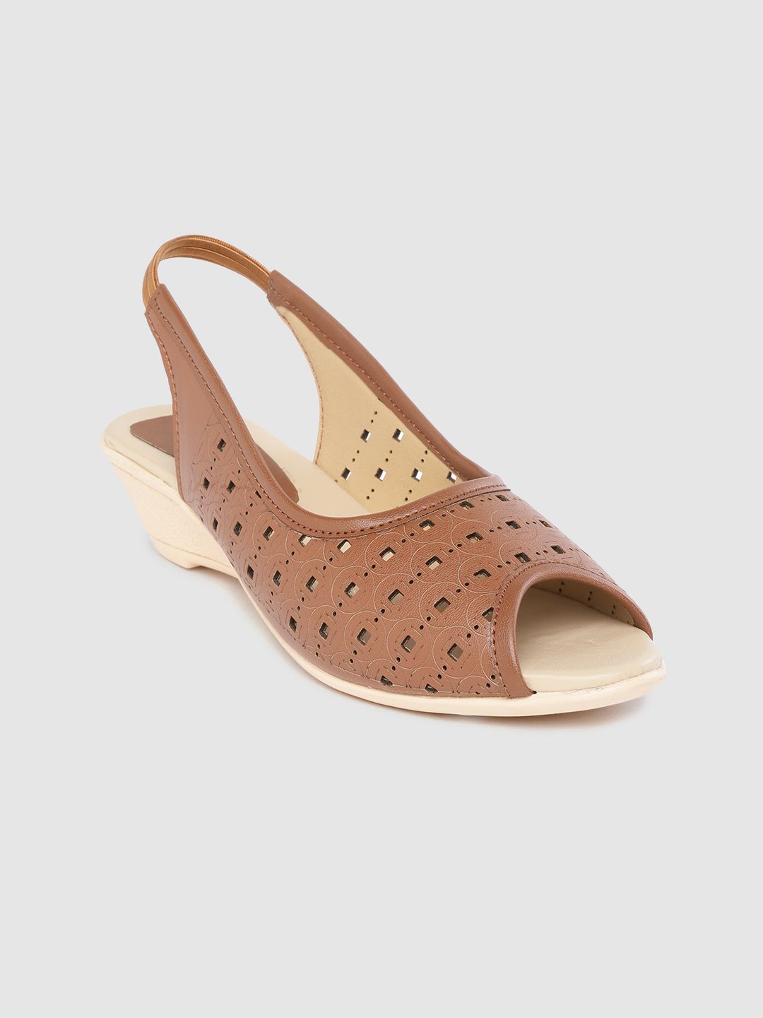 Shezone Women Brown Laser Cut Heels Price in India