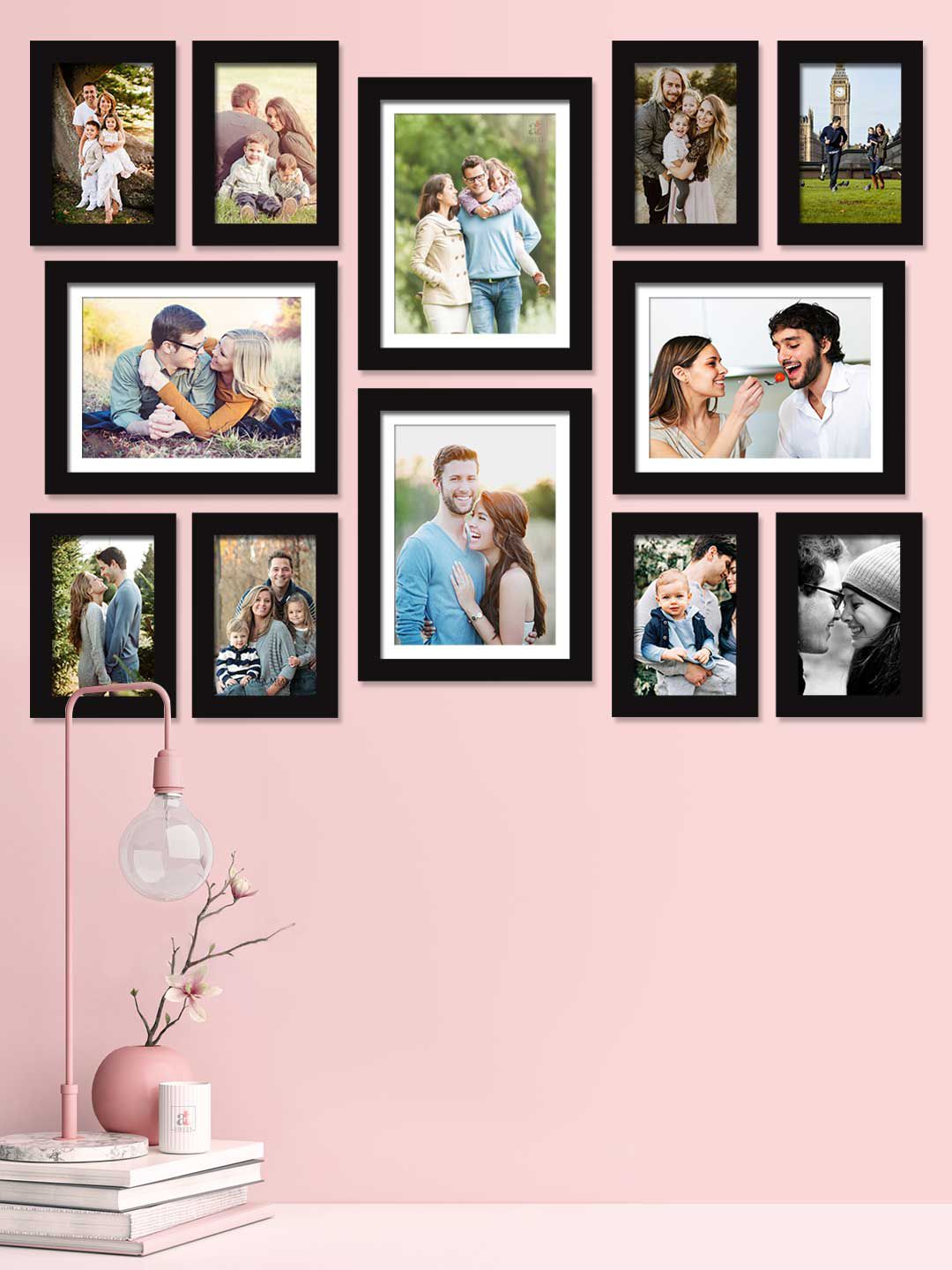 Art Street Set Of 12 Black Solid Individual Photo Frames Price in India