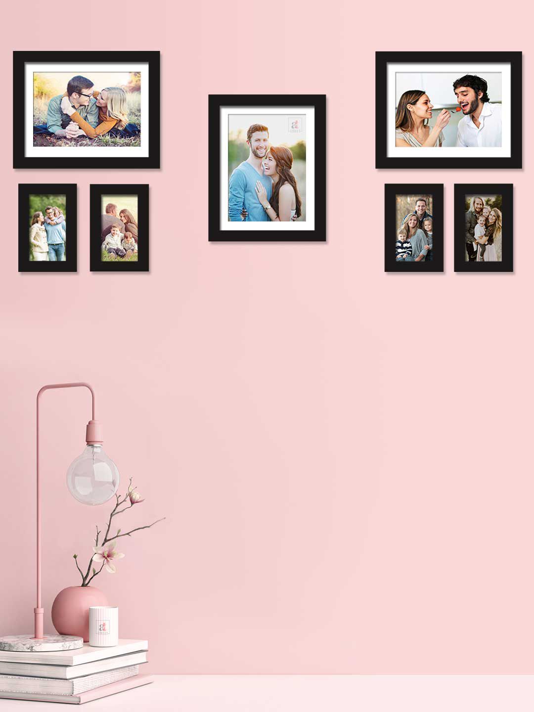 Art Street Set Of 7 Black Solid Individual Photo Frames Price in India